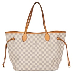 Used LOUIS VUITTON Damier Azur Coated Canvas Neverfull MM