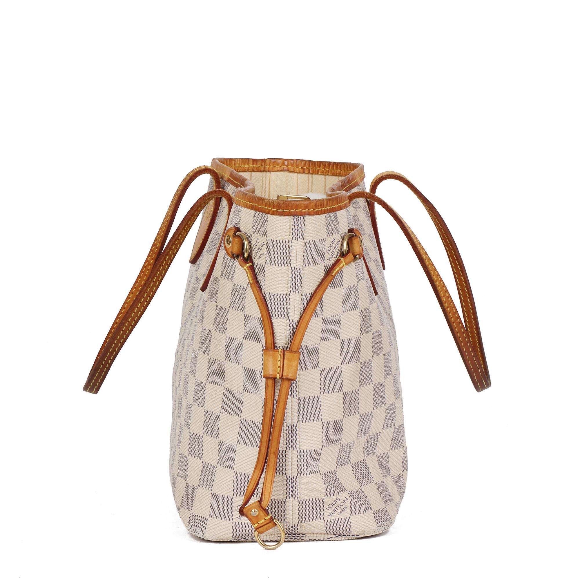 LOUIS VUITTON Damier Azur Beschichtetes Segeltuch Neverfull PM im Zustand „Gut“ in Bishop's Stortford, Hertfordshire