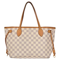 Used LOUIS VUITTON Damier Azur Coated Canvas & Vachetta Leather Neverfull PM