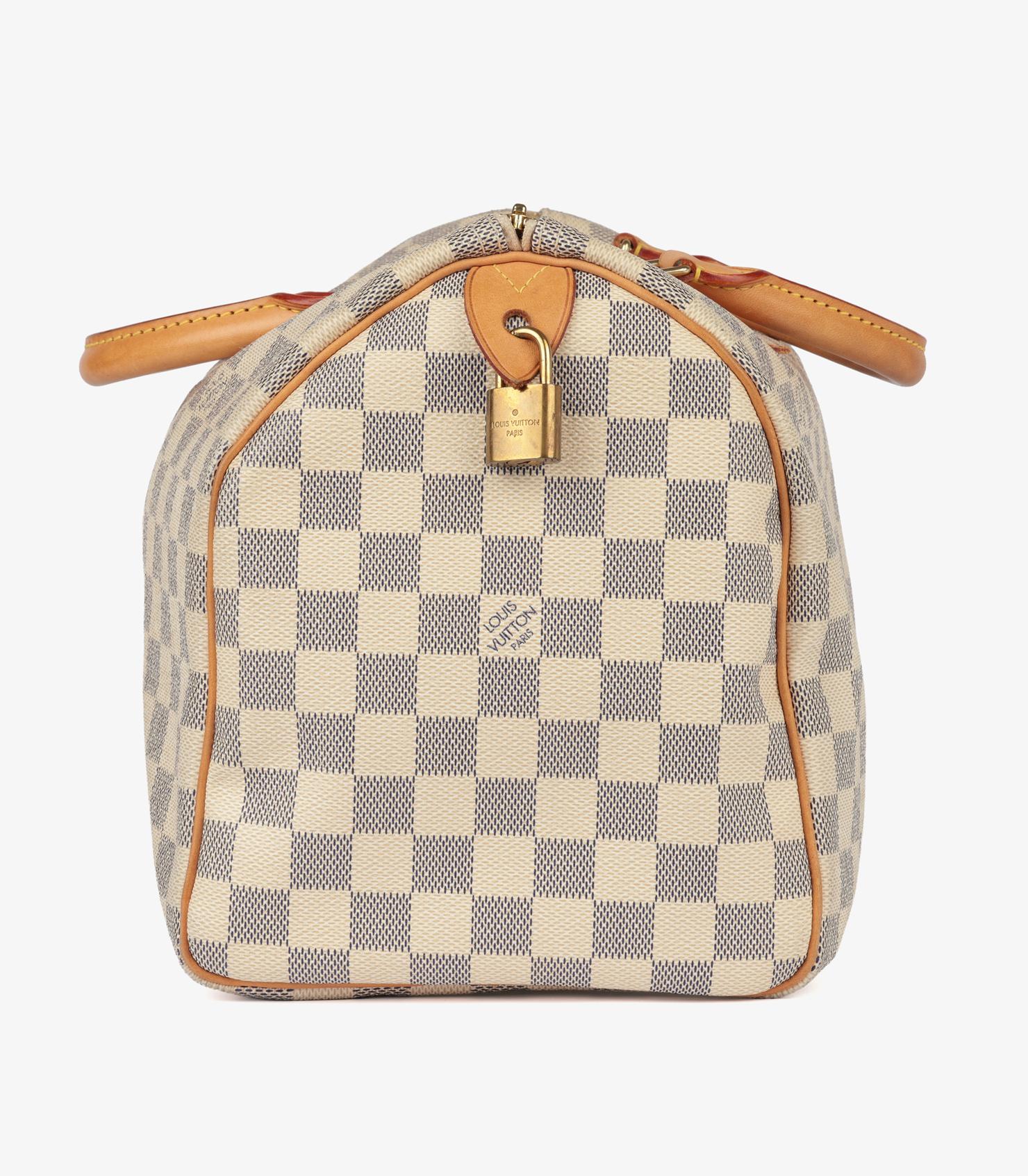 Louis Vuitton Damier Azur Coated Canvas & Vachetta Leather Speedy 30 Beige en venta