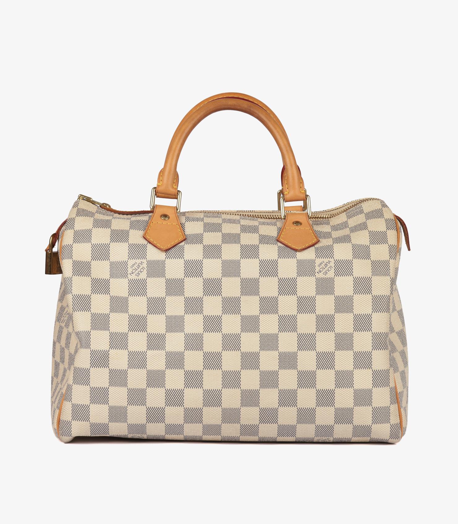 Femenino o masculino Louis Vuitton Damier Azur Coated Canvas & Vachetta Leather Speedy 30 en venta