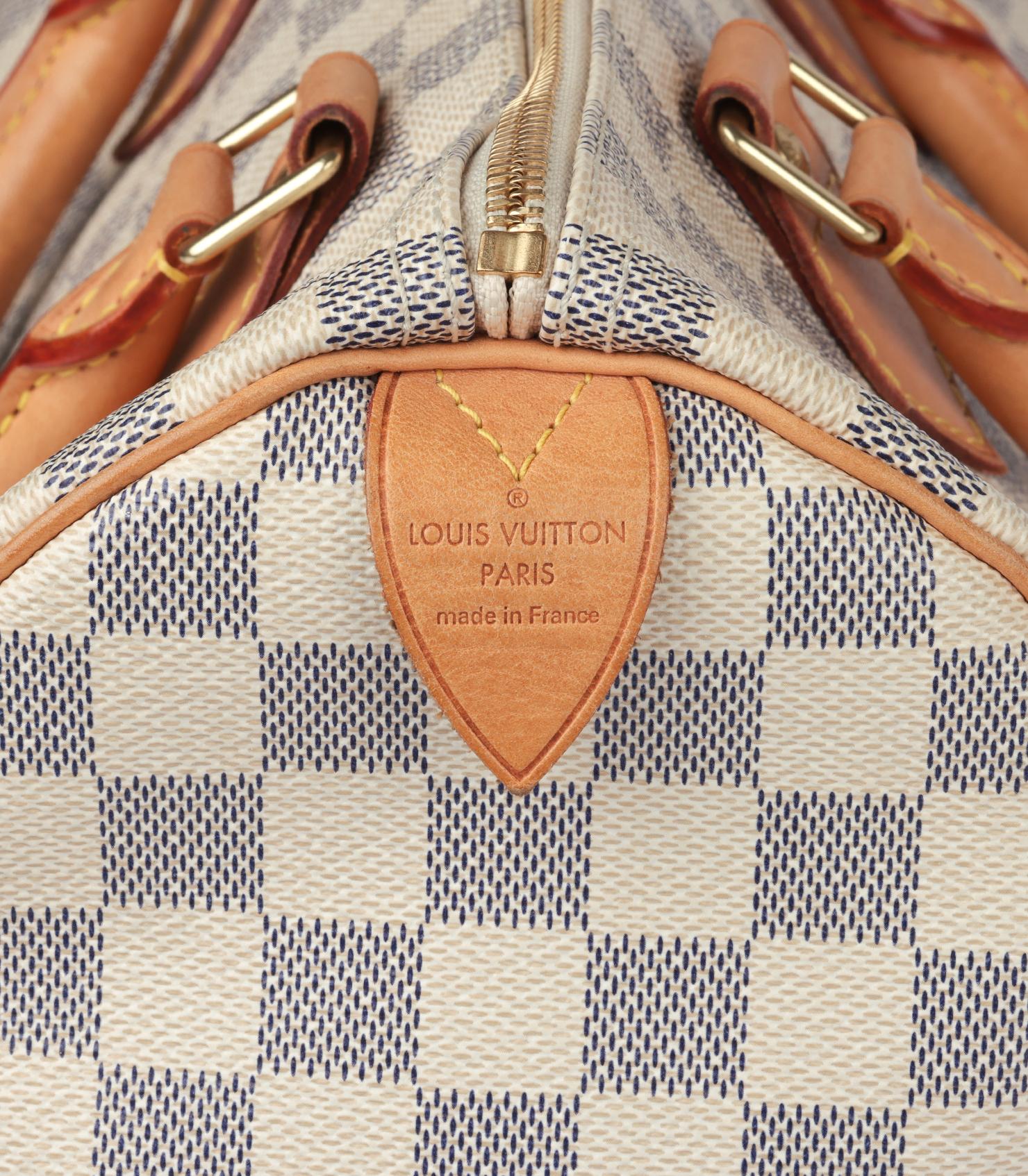 Louis Vuitton Damier Azur Coated Canvas & Vachetta Leather Speedy 30 en venta 2