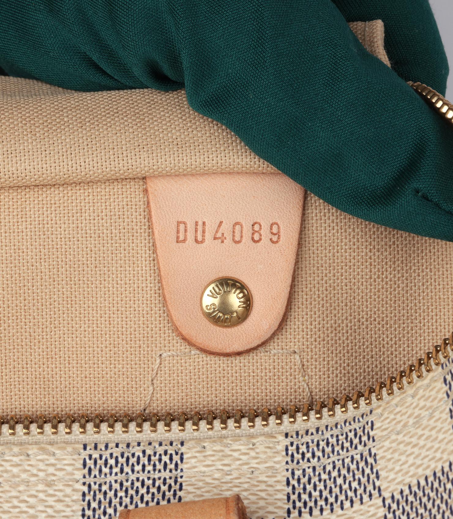 Louis Vuitton Damier Azur Coated Canvas & Vachetta Leather Speedy 30 en venta 3