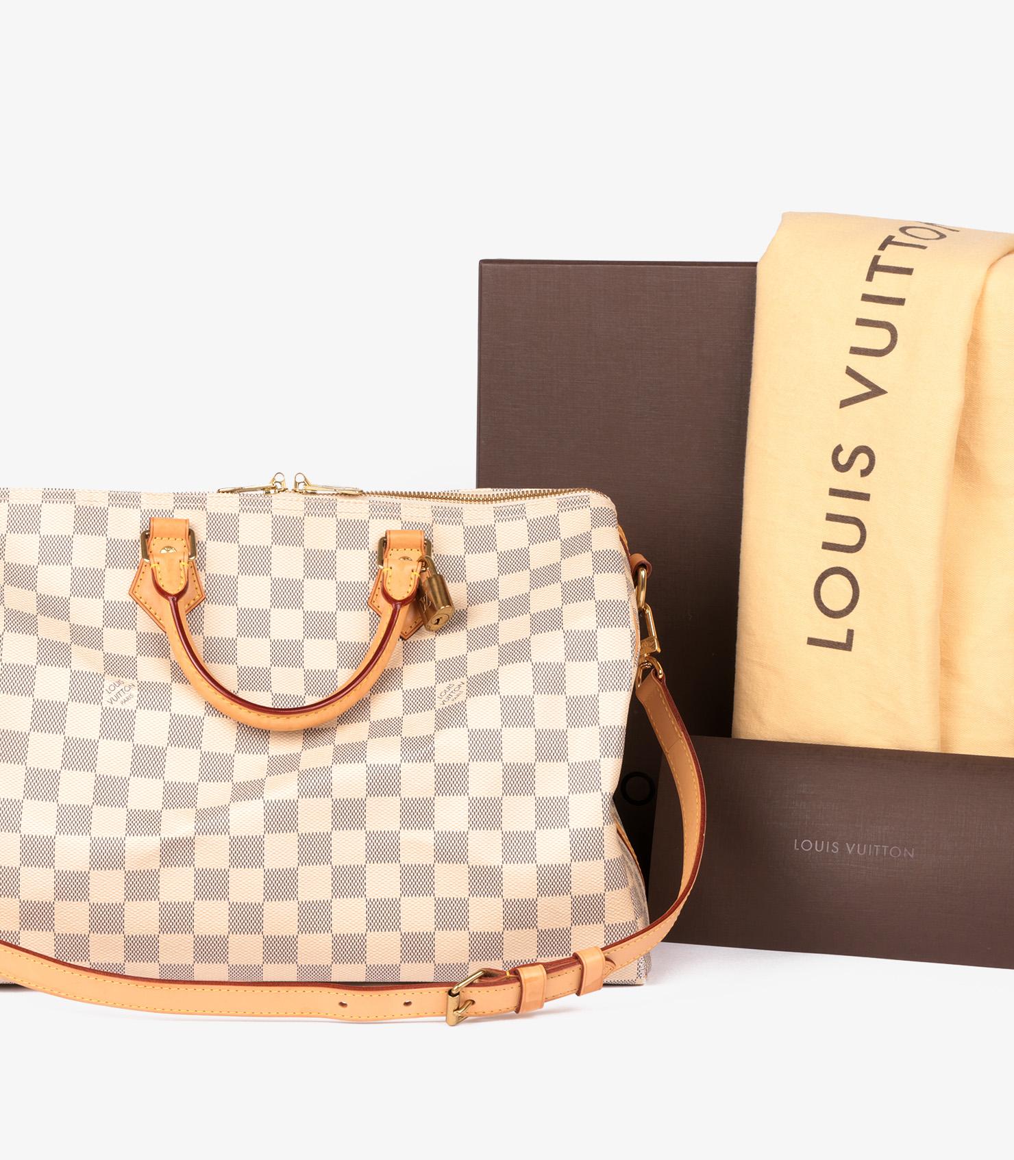 Louis Vuitton Damier Azur Coated Canvas & Vachetta Leather Speedy 35cm Bandouliè 5