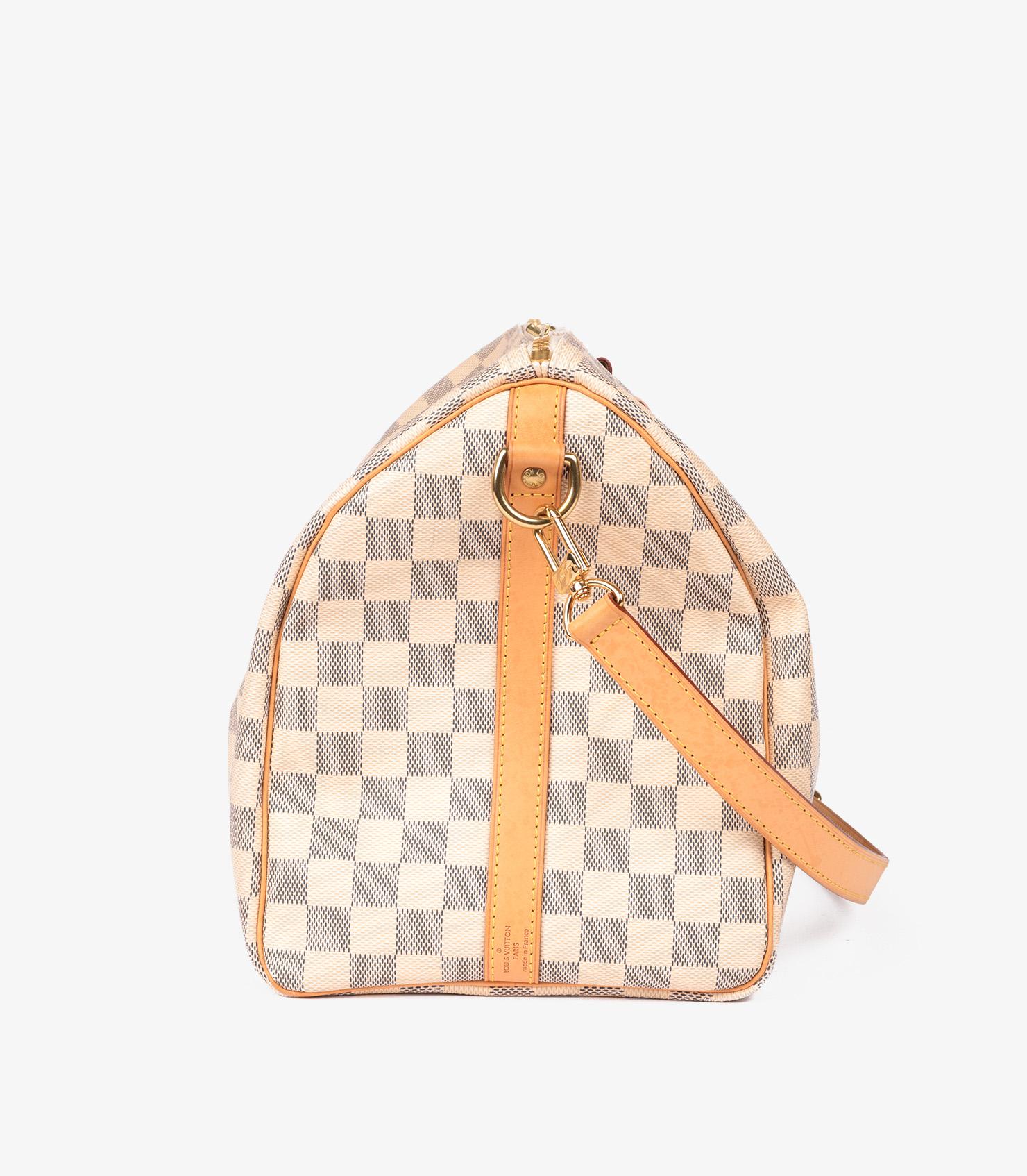 Louis Vuitton Damier Azur Coated Canvas & Vachetta Leather Speedy 35cm Bandouli�è In Excellent Condition In Bishop's Stortford, Hertfordshire