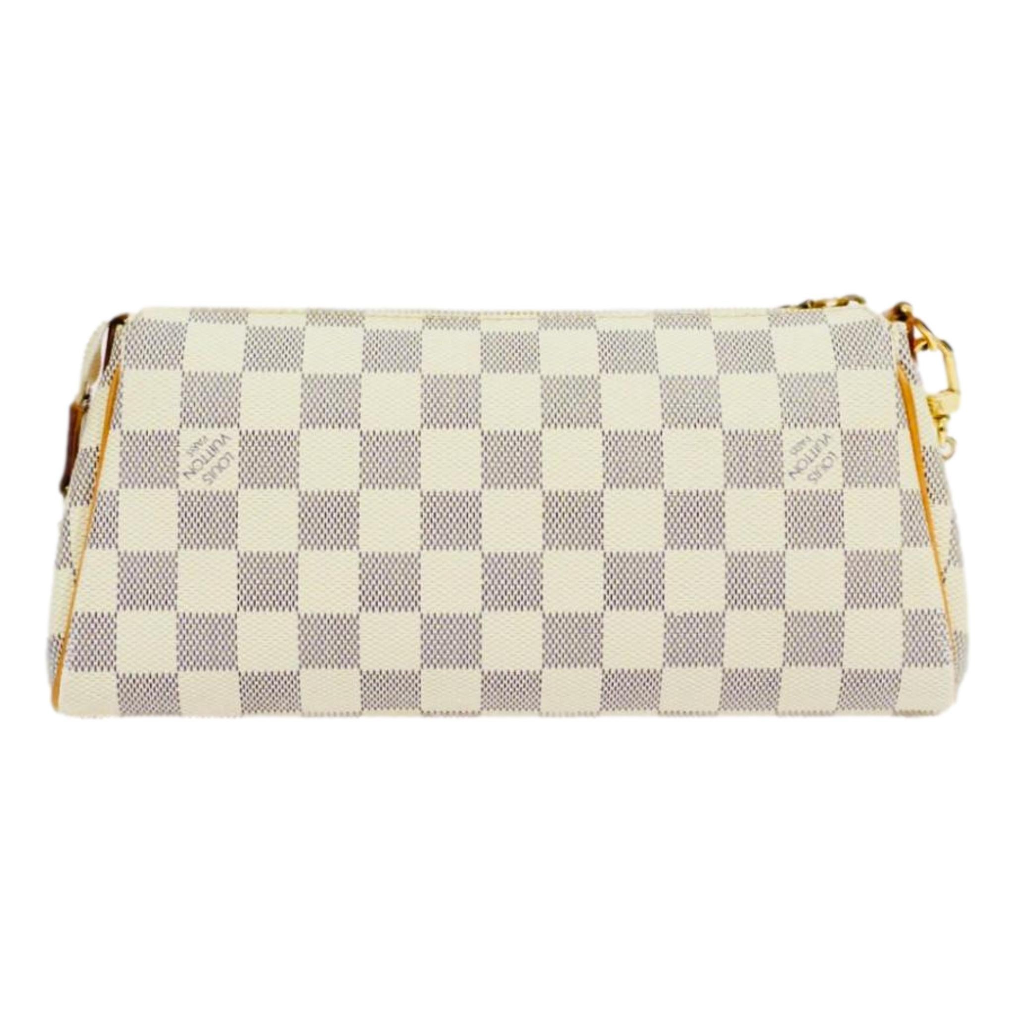 Beige Louis Vuitton Damier Azur Eva Pochette Bag For Sale