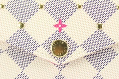 Louis Vuitton Damier Azur Fuchsia Flowers Studs Pochette Felicie 53lz55s