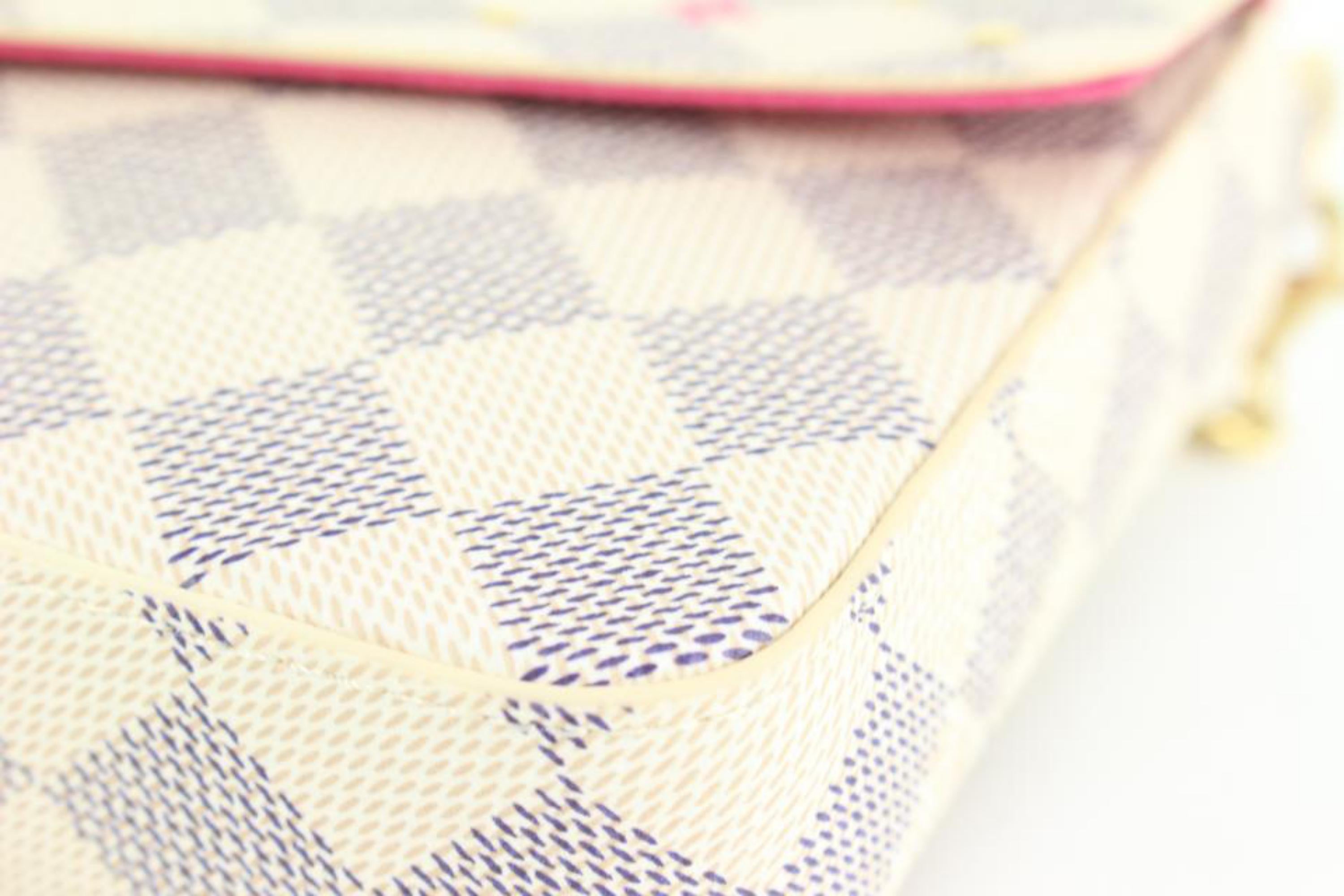 Beige Louis Vuitton Damier Azur Fuchsia Flowers Studs Pochette Felicie 53lz55s