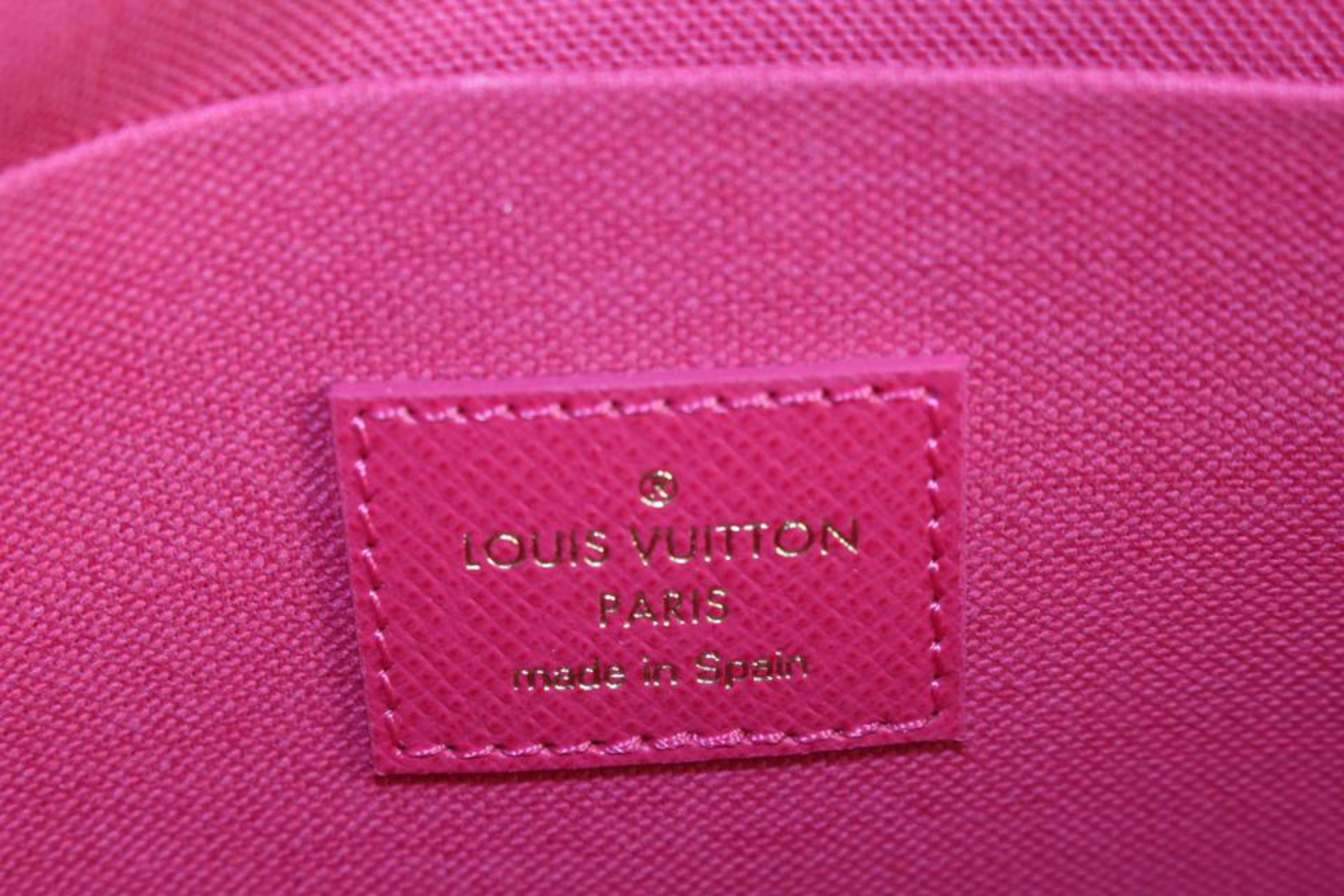 Louis Vuitton Damier Azur Fuchsia Flowers Studs Pochette Felicie 53lz55s 1