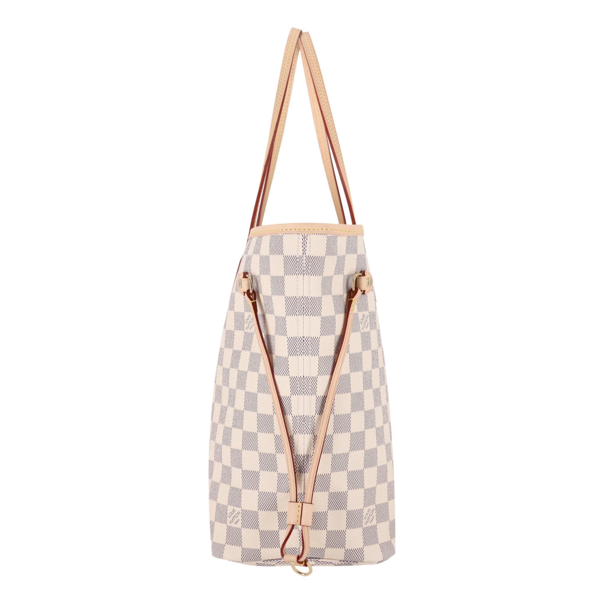 Beige Louis Vuitton Damier Azur GM Neverfull Coated Canvas Tote Bag in vendita
