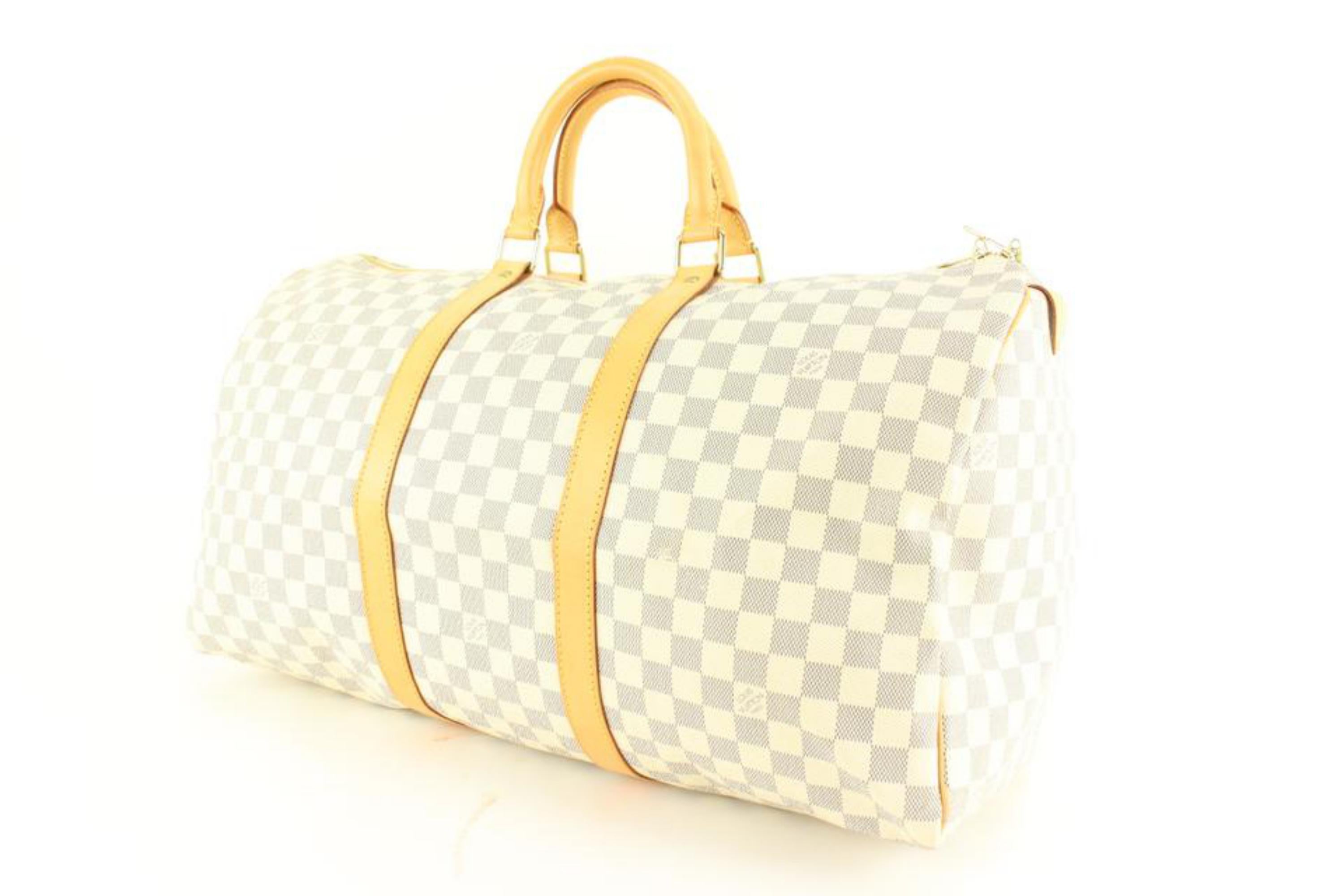 Louis Vuitton Damier Azur Keepall 50 Duffle Bag 15lk616s For Sale 6