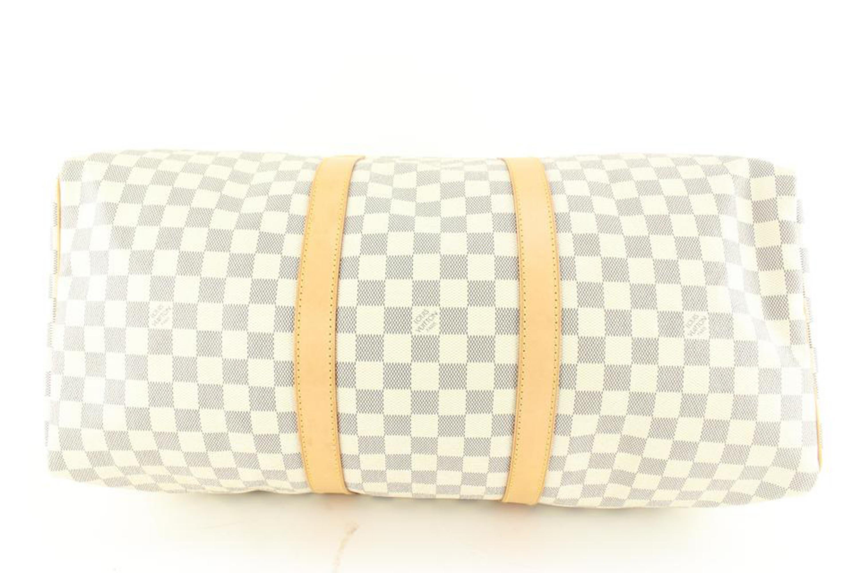 Blanc Sac Keepall Louis Vuitton Damier Azur 50 Duffle Bag 15lk616s en vente