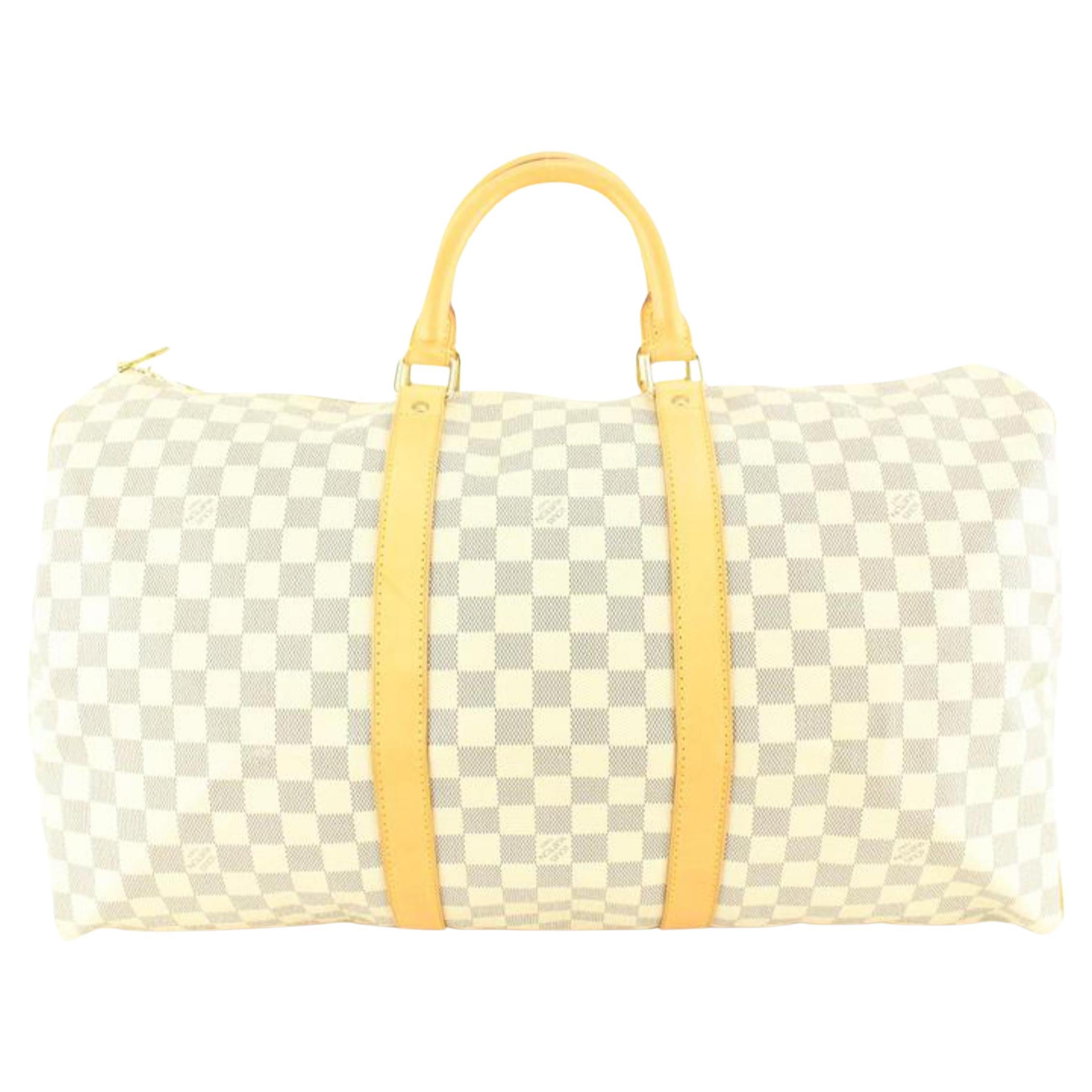 Louis Vuitton Damier Azur Keepall 50 Duffle Bag 15lk616s