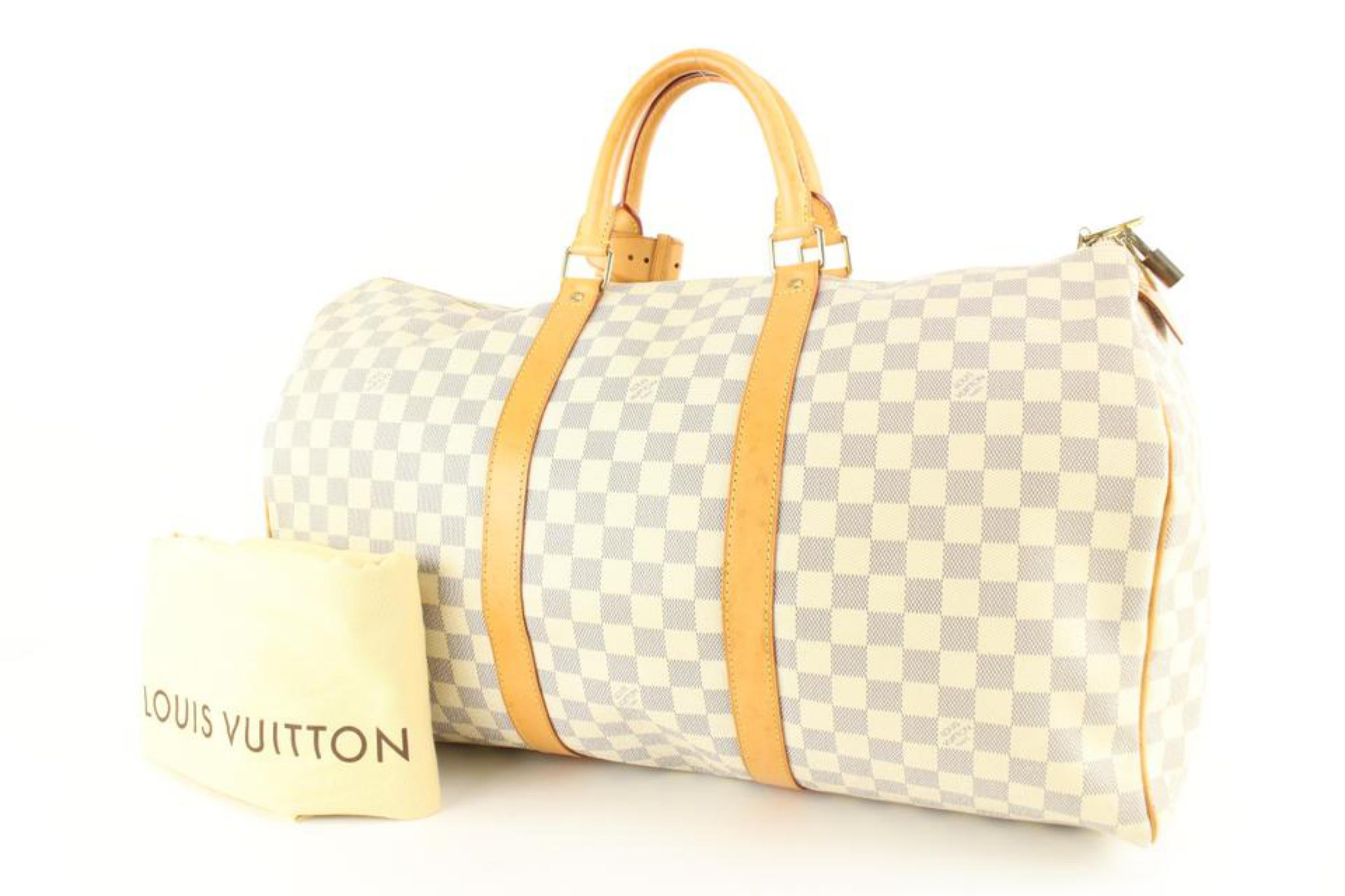 Louis Vuitton Damier Azur Keepall 50 Duffle Bag 38lk824s For Sale 2
