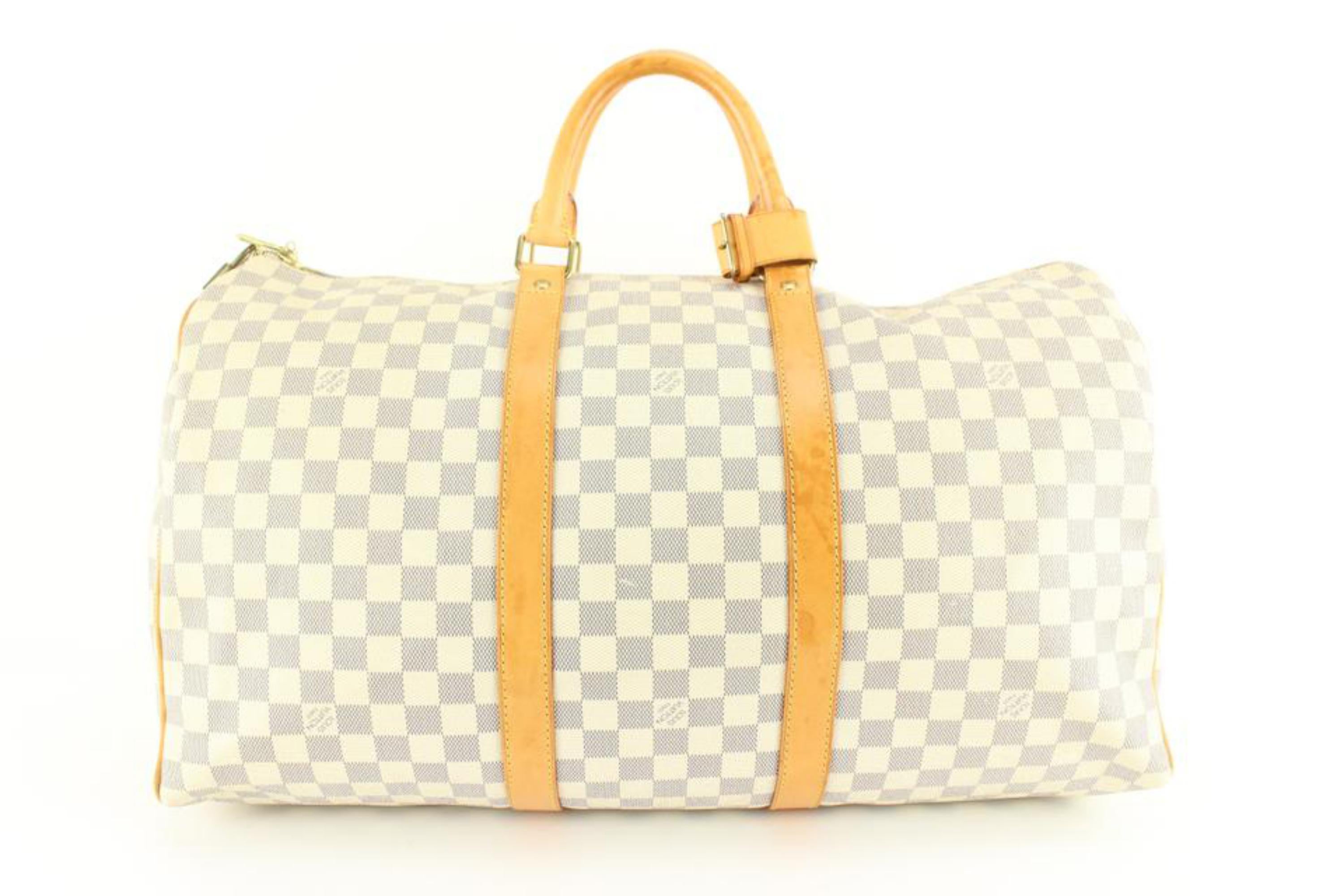 Louis Vuitton Damier Azur - Sac Keepall 50 - Duffle Bag 38lk824s en vente 6
