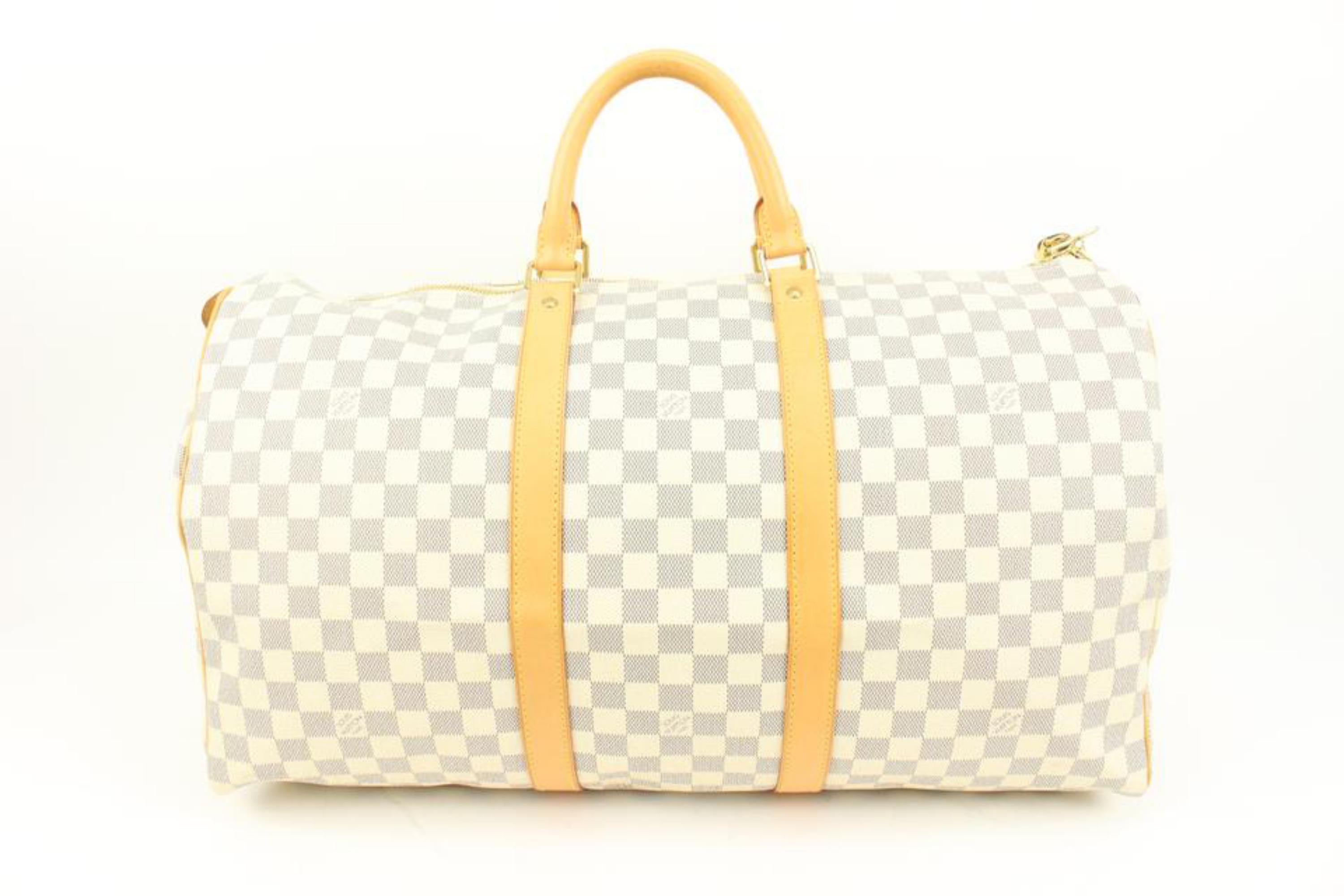 Louis Vuitton Damier Azur Keepall 50 Duffle Bag 48LZ61 For Sale 3