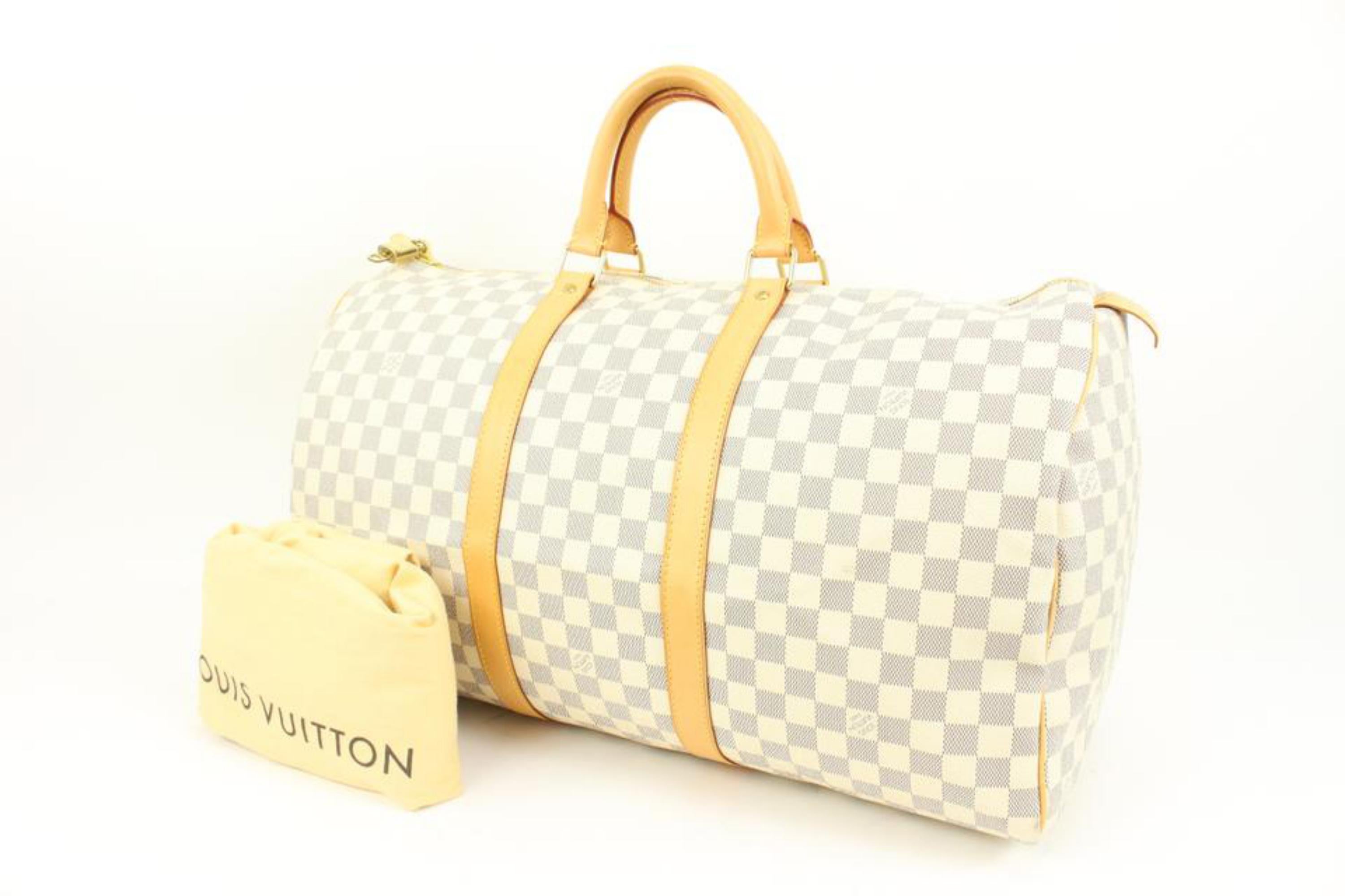 Louis Vuitton 2009 Pre-owned Damier Azur Keepall Bandouliere 45 Travel Bag - White
