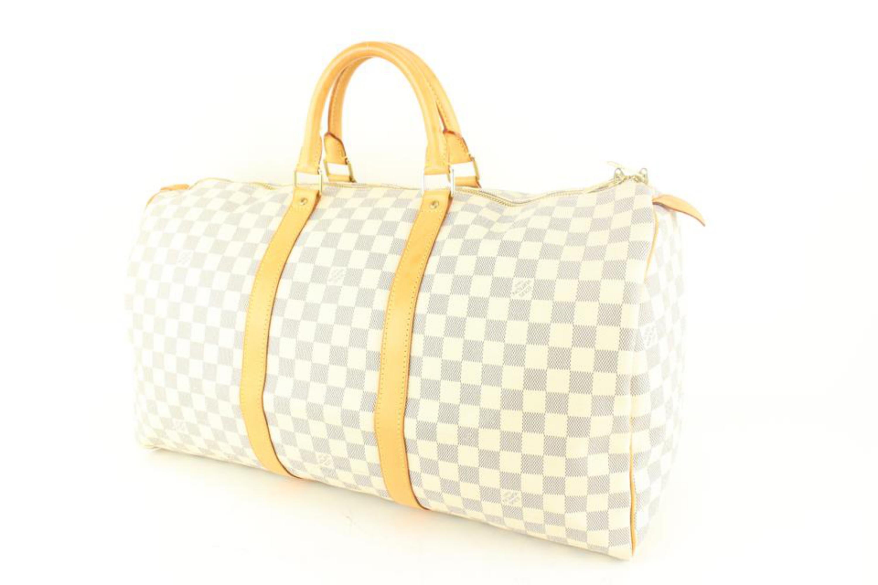 Louis Vuitton Damier Azur Keepall 50 Duffle Bag 52lk62s For Sale 4