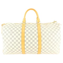 Louis Vuitton Damier Azur Keepall 50 Duffle Bag 52lk62s