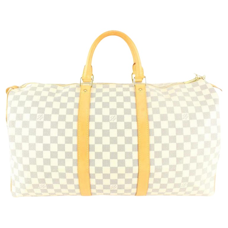 Louis Vuitton Keepall 50B White Damier Spray Duffle Bag