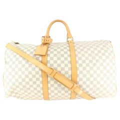 Used Louis Vuitton Damier Azur Keepall Bandouliere 55 Duffle with Strap 44lk62s
