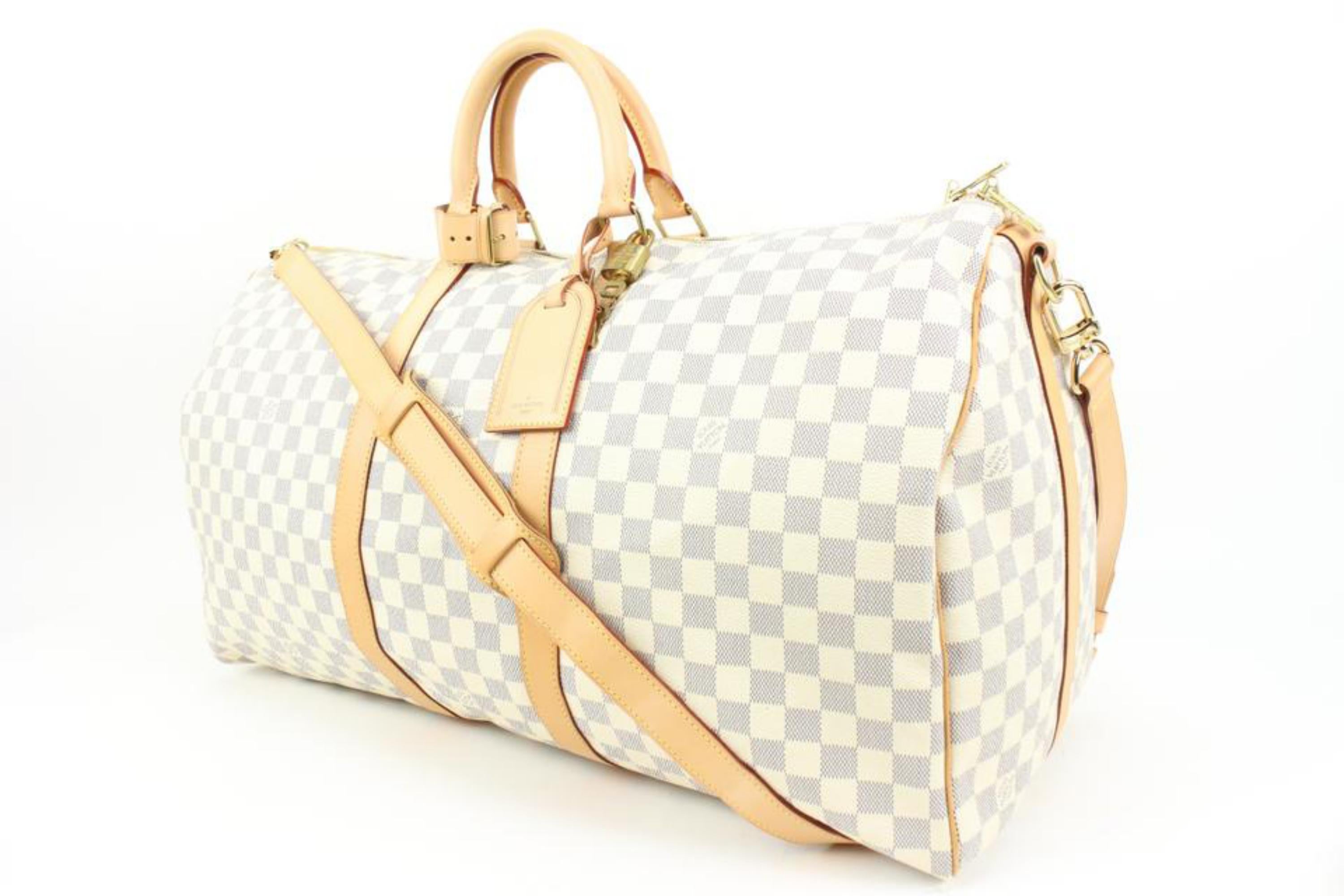 Louis Vuitton Damier Azur Keepall Bandouliere 55 Duffle with Strap 44lk96
Date Code/Serial Number: MB0089
Made In: France
Measurements: Length:  22
