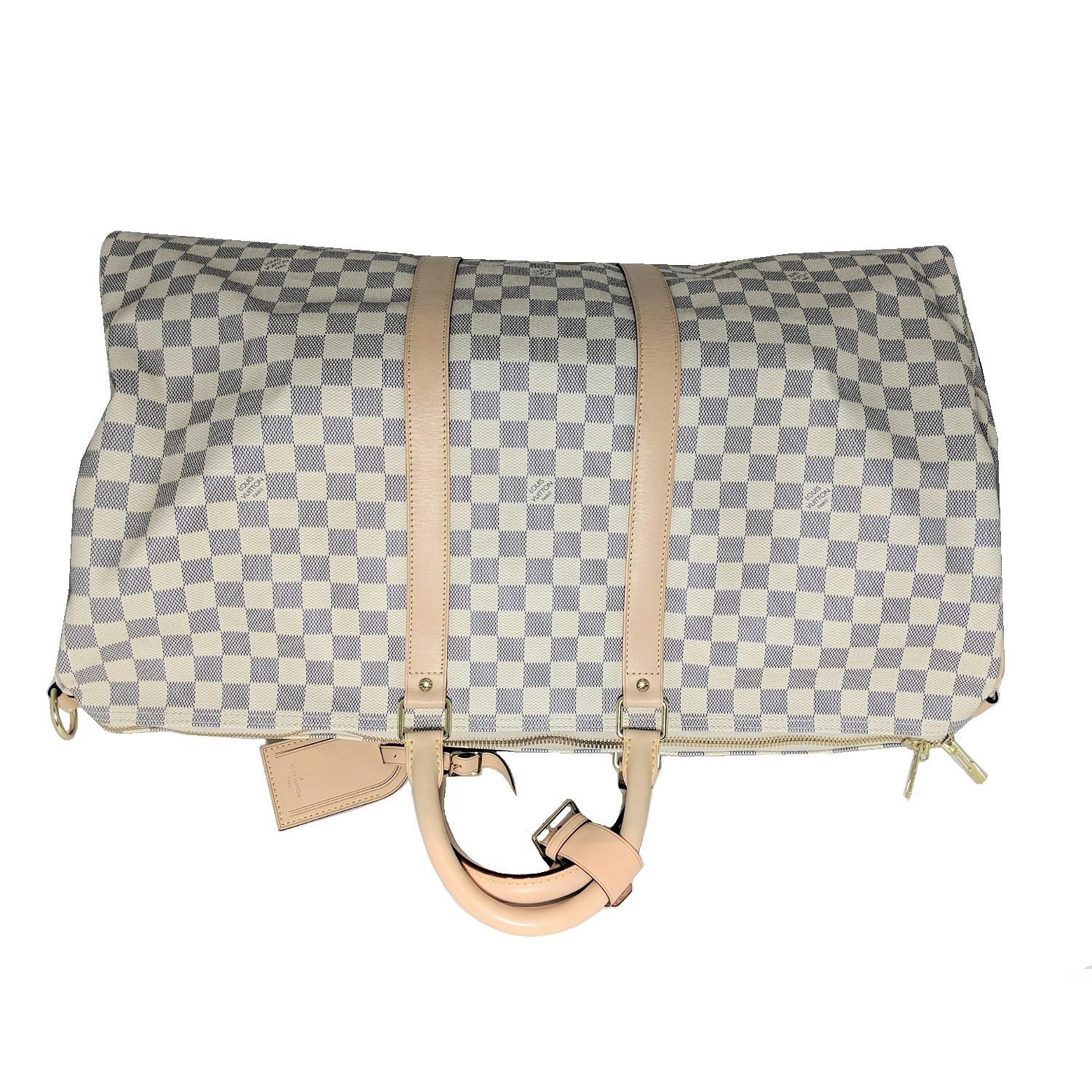 Women's or Men's Louis Vuitton Damier Azur Keepall Bandouliere 55 Luggage