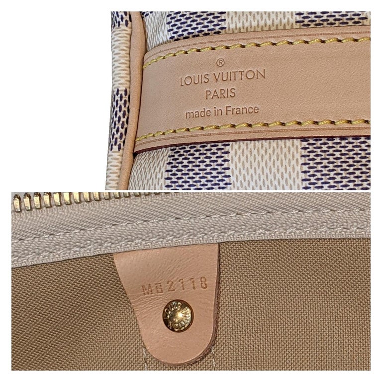 Louis Vuitton Keepall BANDOULIÈRE 55 Damier Azur at 1stDibs