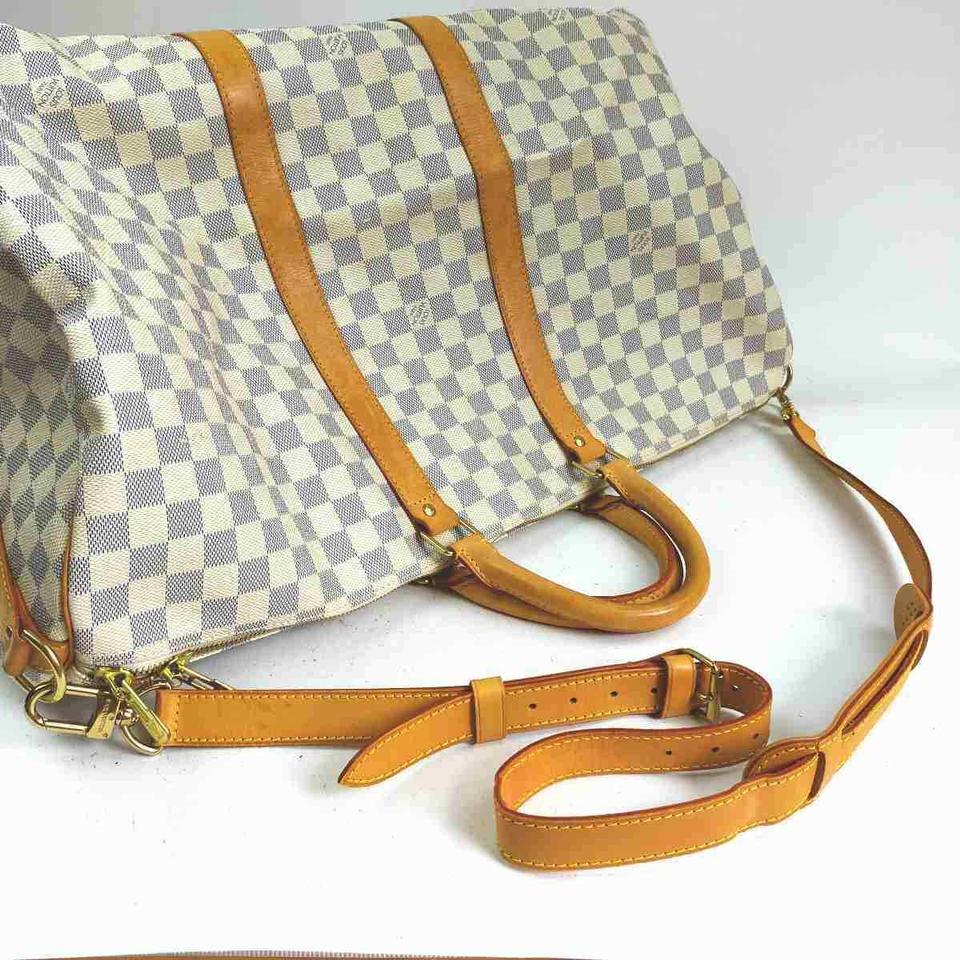 Louis Vuitton Damier Azur Keepall Bandouliere 55 with Strap 860315
