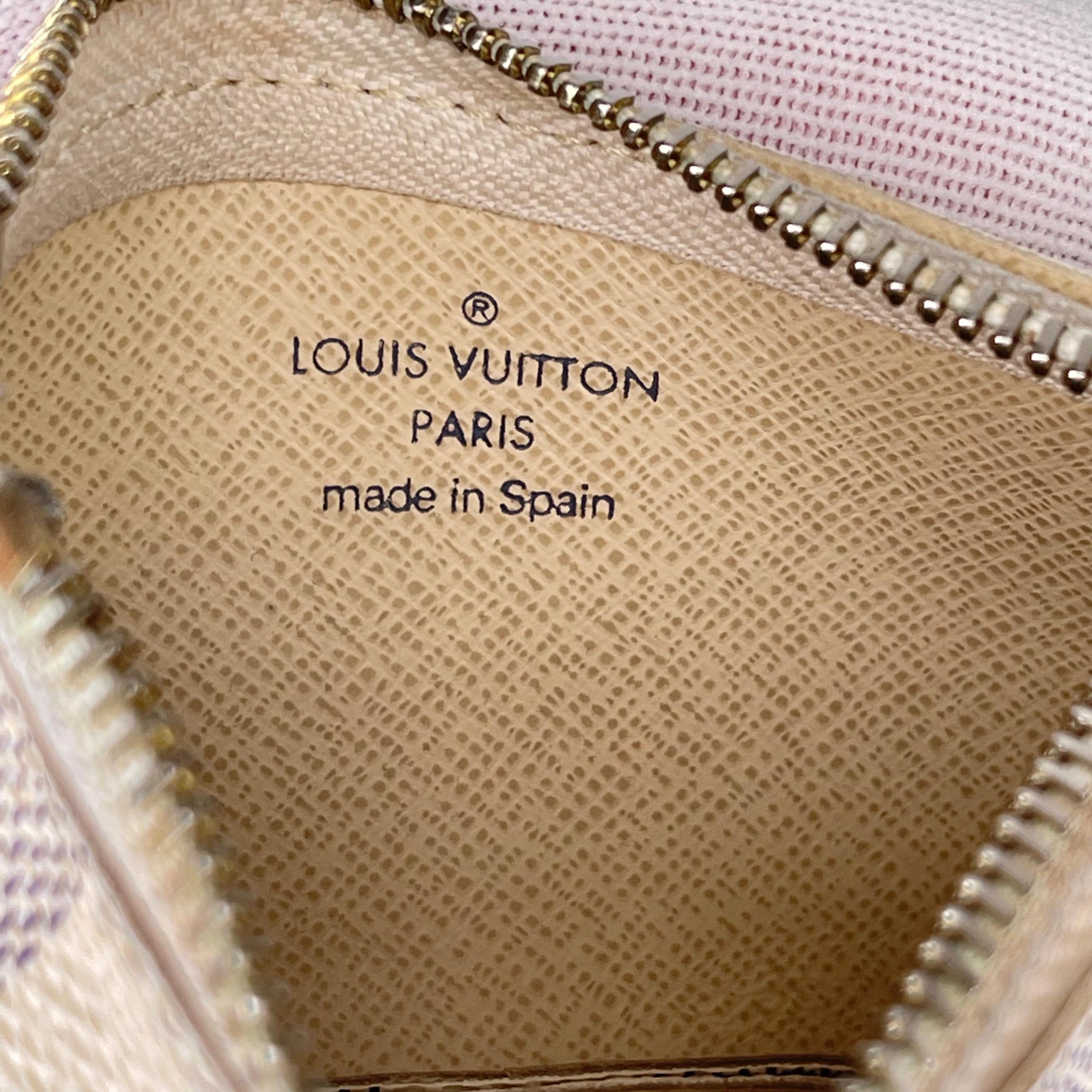 Beige Louis Vuitton Damier Azur Keychain Pochette ID Cardholder For Sale