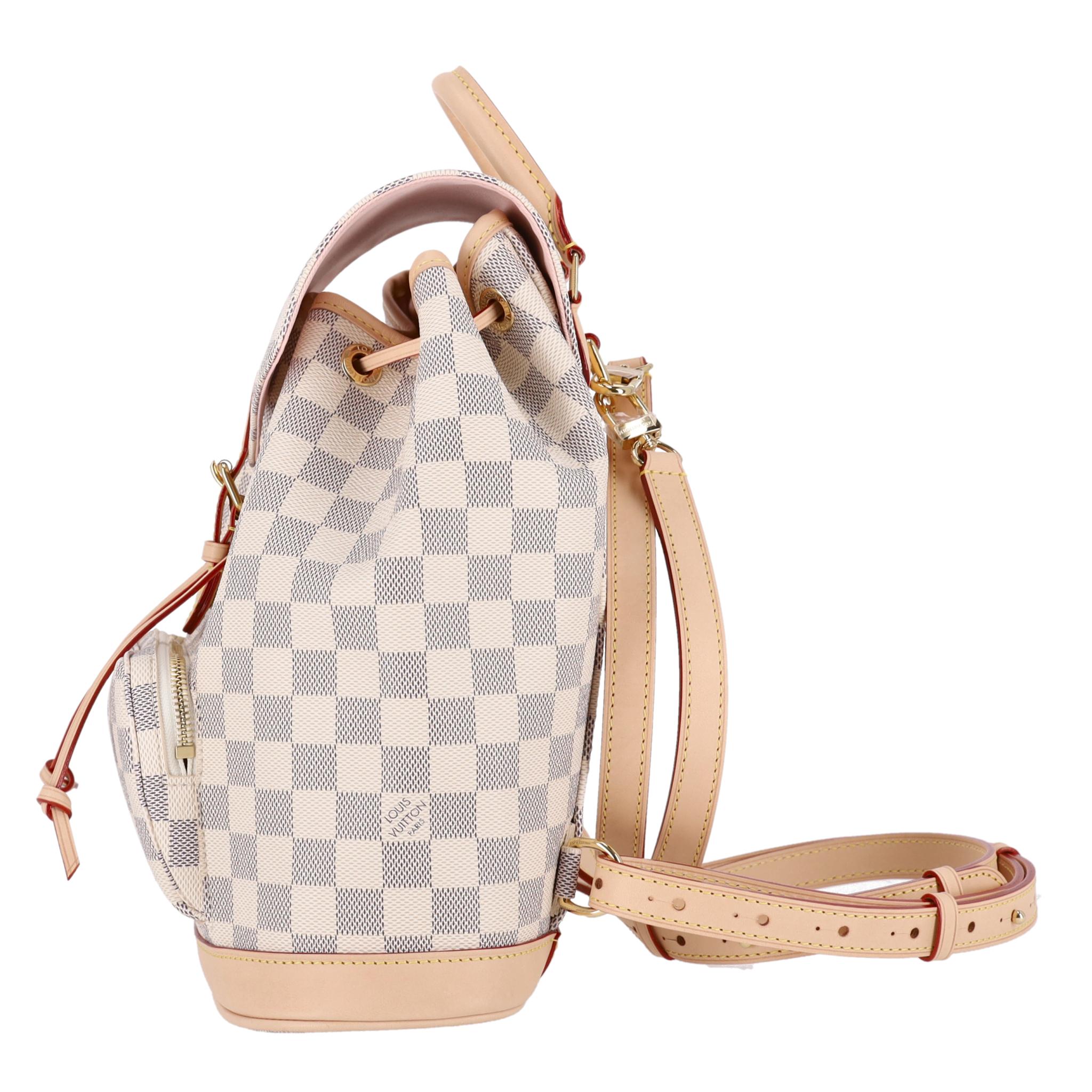 Beige Zaino Louis Vuitton Damier Azur Montsouris PM in vendita