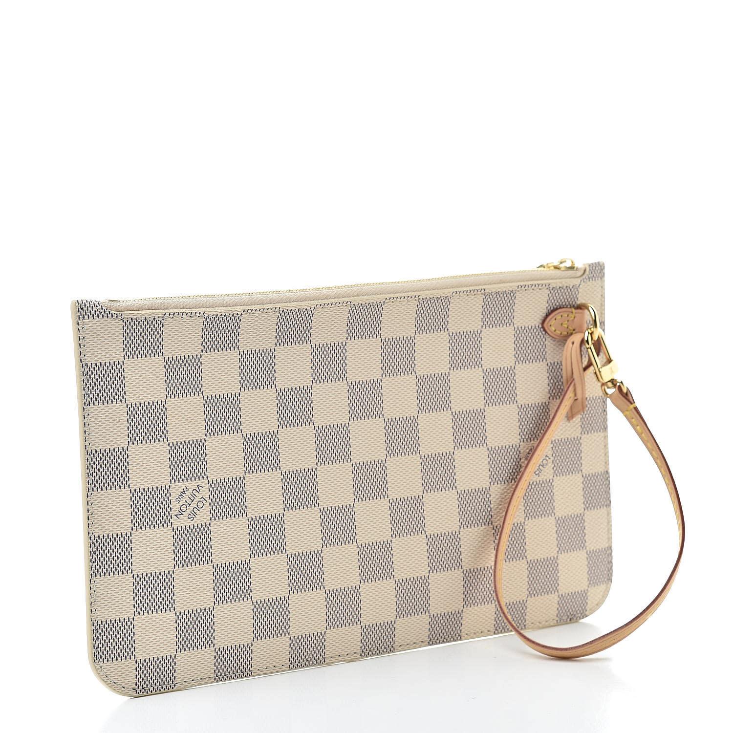 Louis Vuitton Damier Azur Neverfull GM Pochette Beige In Excellent Condition For Sale In Montreal, Quebec
