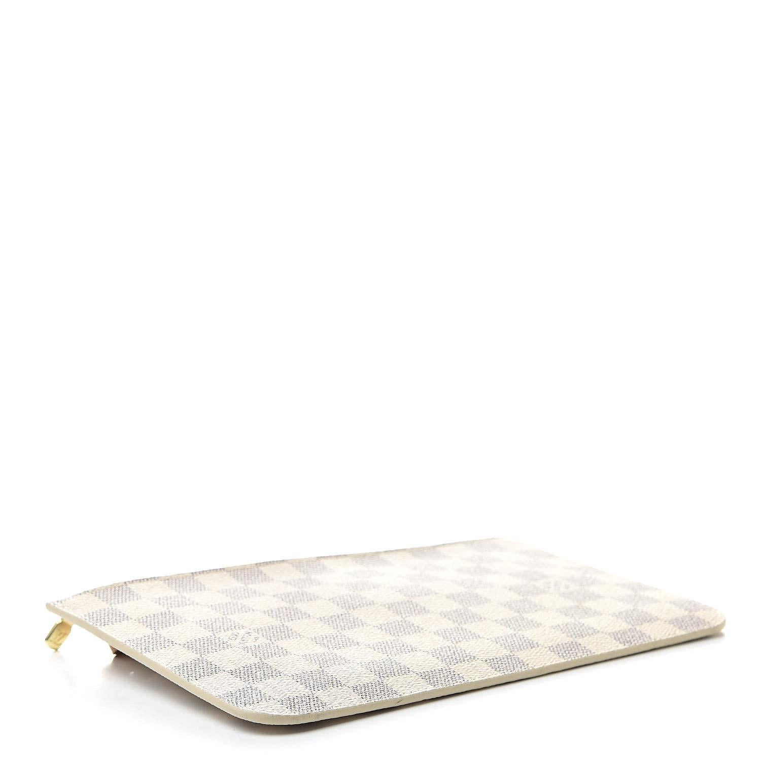 Women's Louis Vuitton Damier Azur Neverfull GM Pochette Beige For Sale