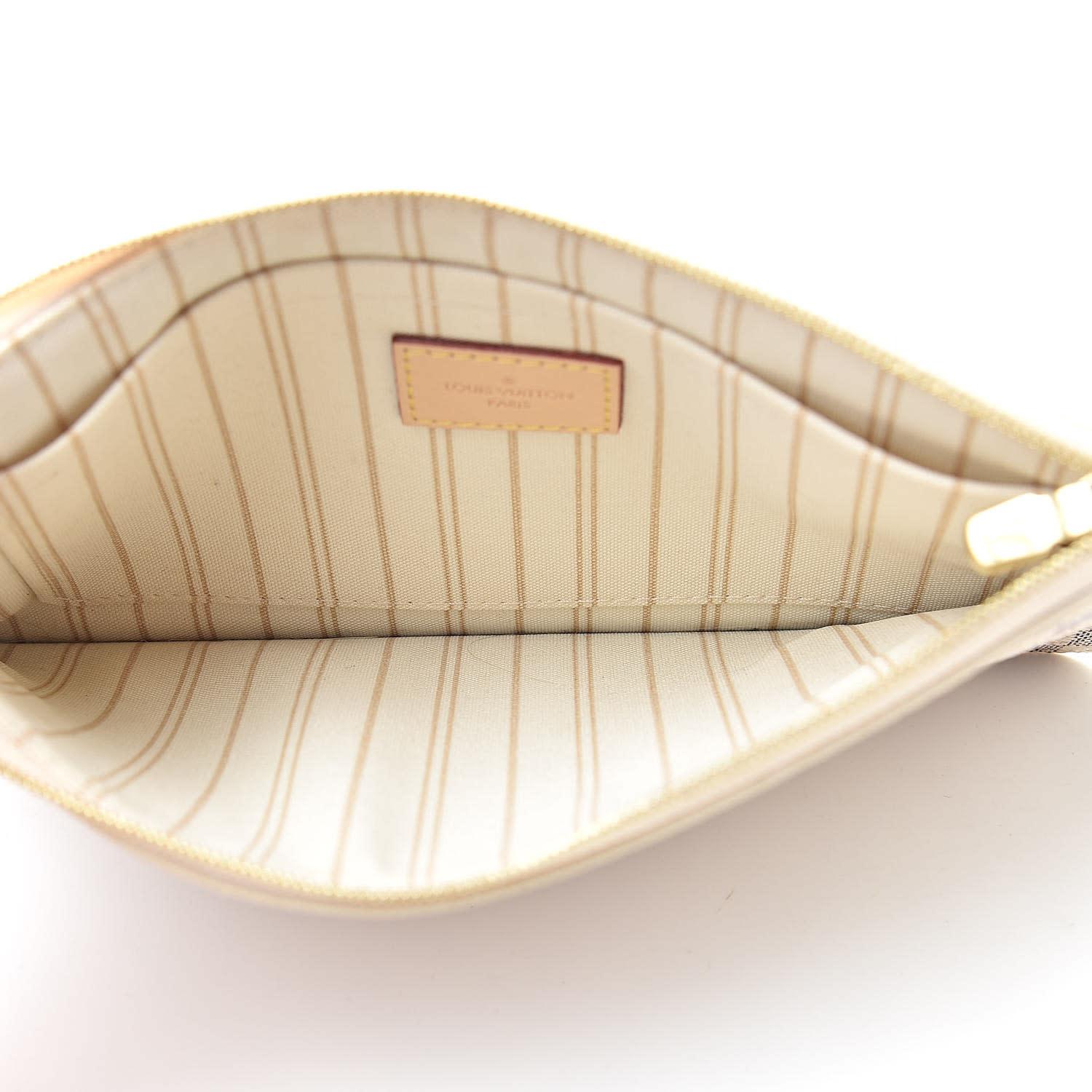 Louis Vuitton Damier Azur Neverfull GM Pochette Beige For Sale 1