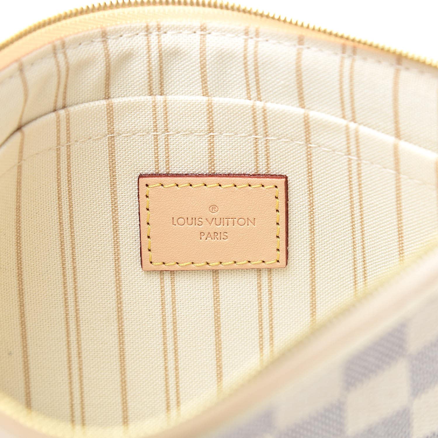 Louis Vuitton Damier Azur Neverfull GM Pochette Beige For Sale 2