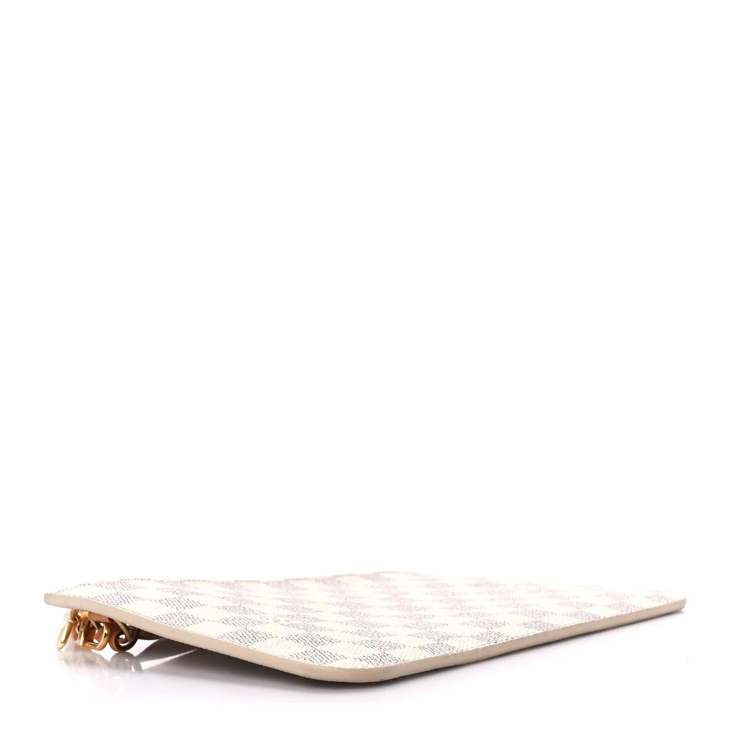 Beige Louis Vuitton Damier Azur Neverfull GM Pochette Rose For Sale