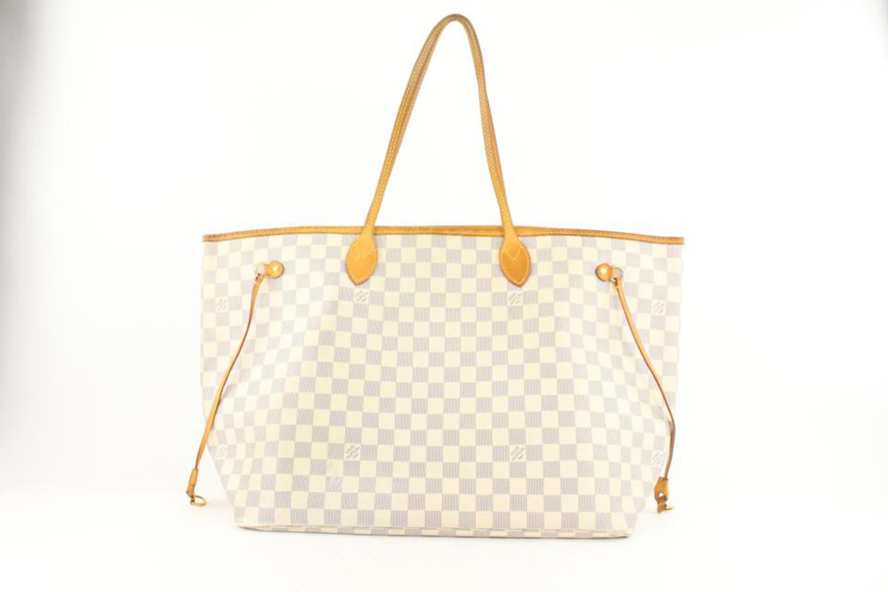 White Louis Vuitton Damier Azur Neverfull GM Tote bag Upcycle Ready 2LV48