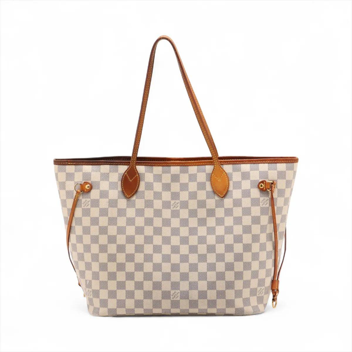 Beige Louis Vuitton Damier Azur Neverfull MM