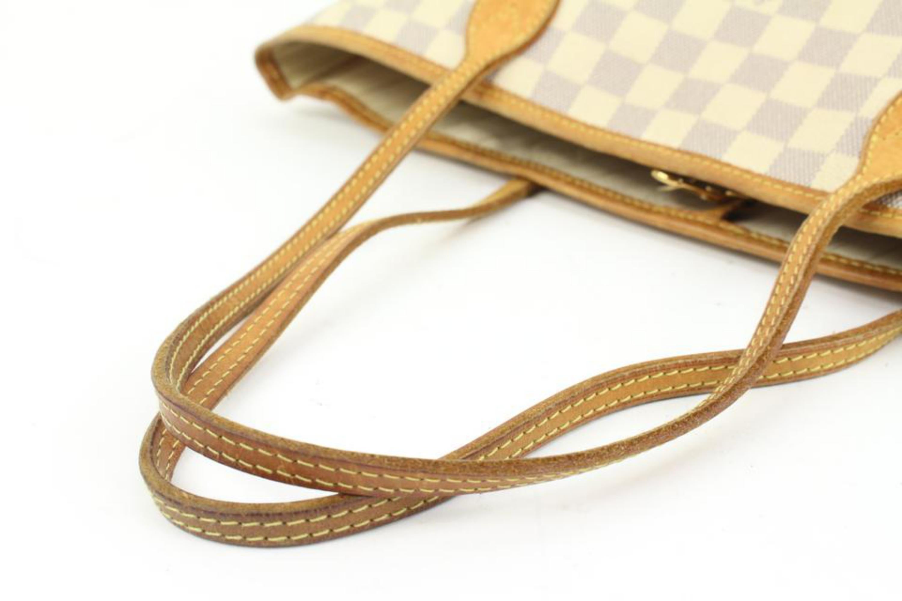 White Louis Vuitton Damier Azur Neverfull MM Tote Bag 10lv216s For Sale