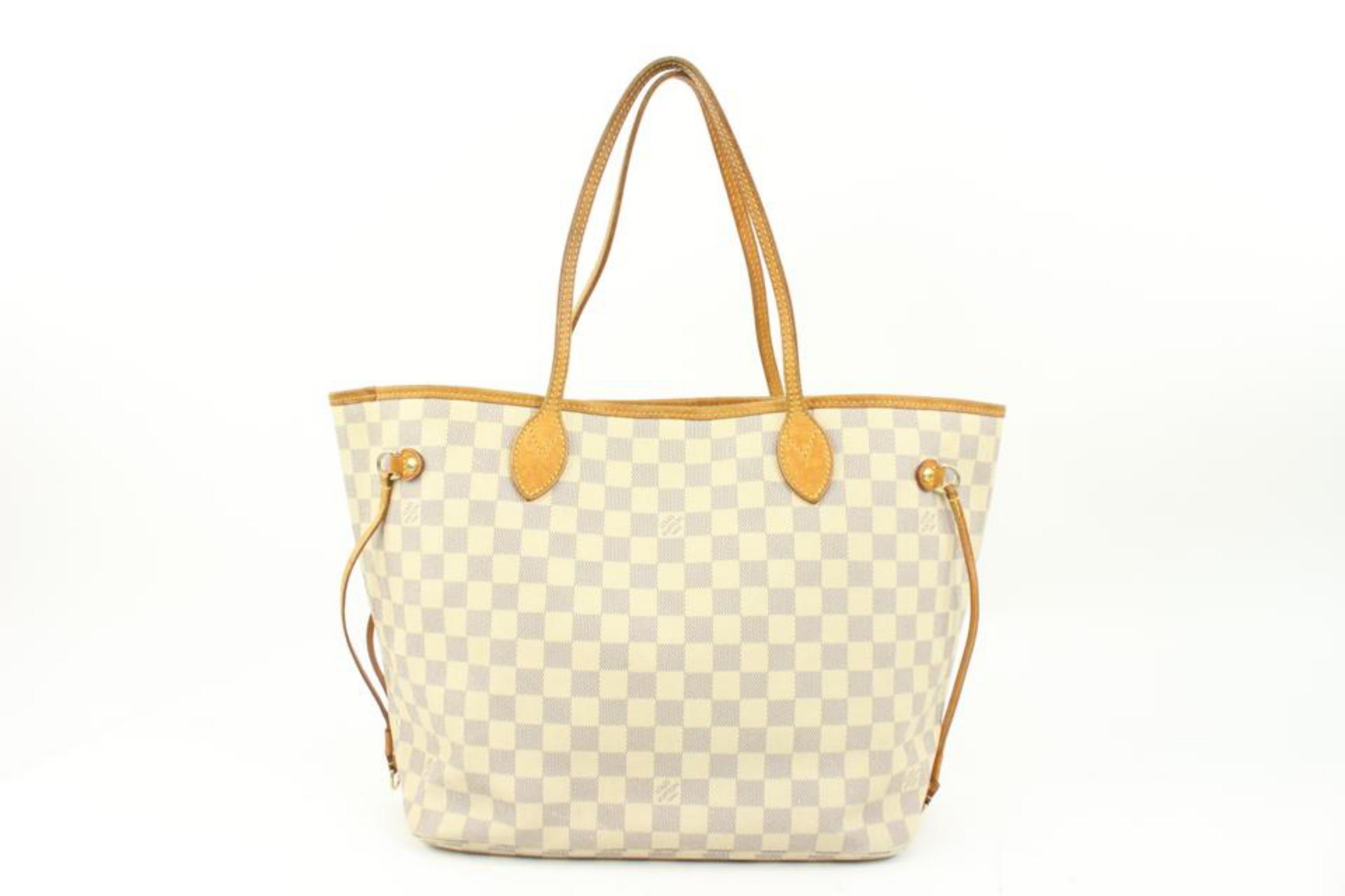 Louis Vuitton Damier Azur Neverfull MM Tote Bag 10lv216s In Fair Condition For Sale In Dix hills, NY