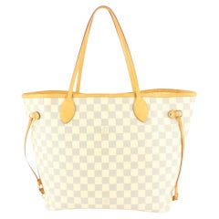 Used Louis Vuitton Damier Azur Neverfull MM Tote Bag 28lk53s