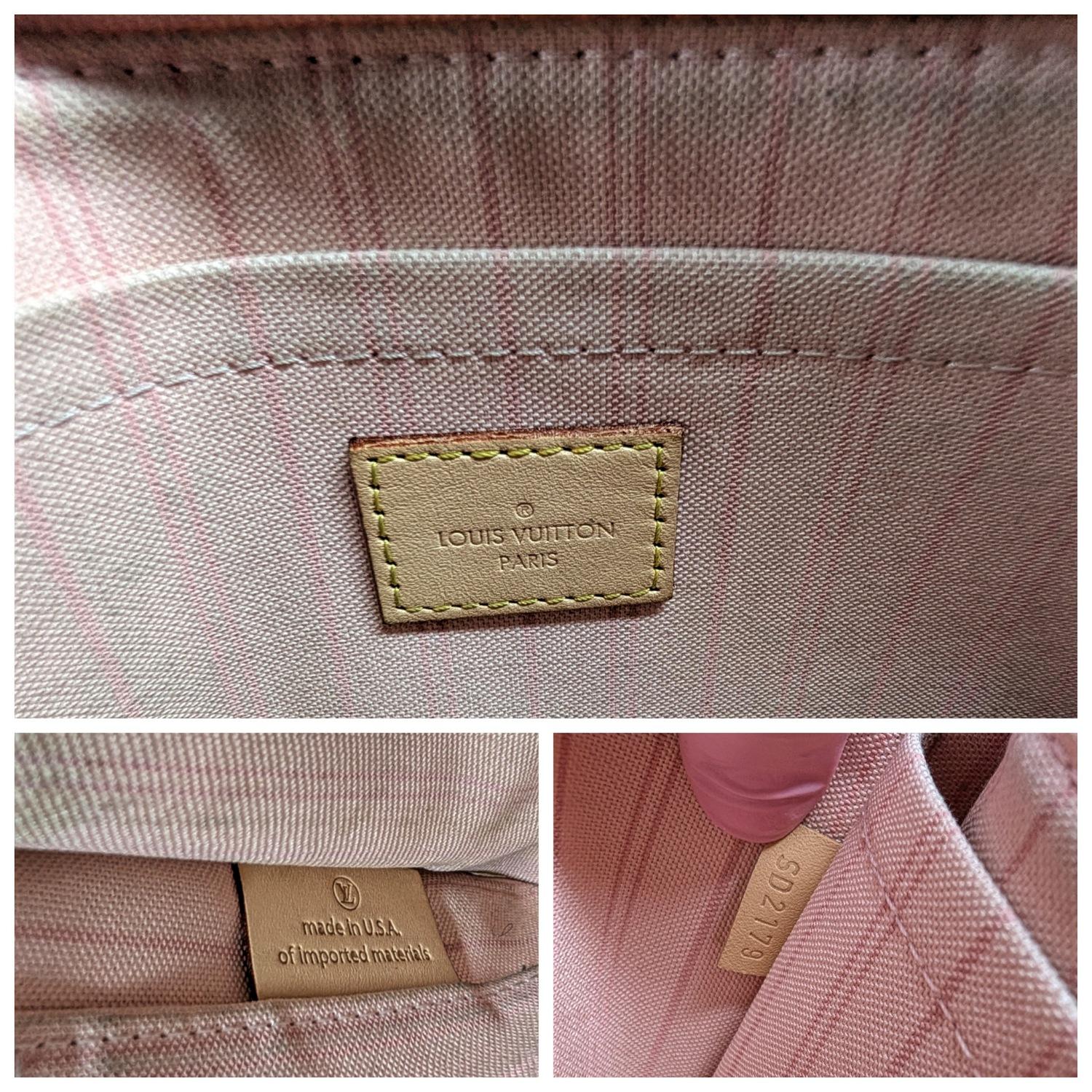Louis Vuitton Damier Azur Neverfull MM Tote Rose Ballerine For Sale 6