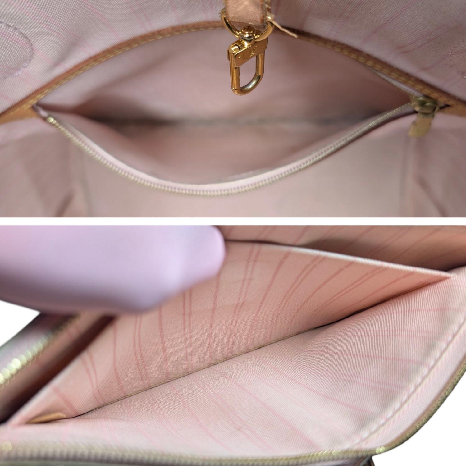 Louis Vuitton Damier Azur Neverfull MM Tote Rose Ballerine For Sale 7
