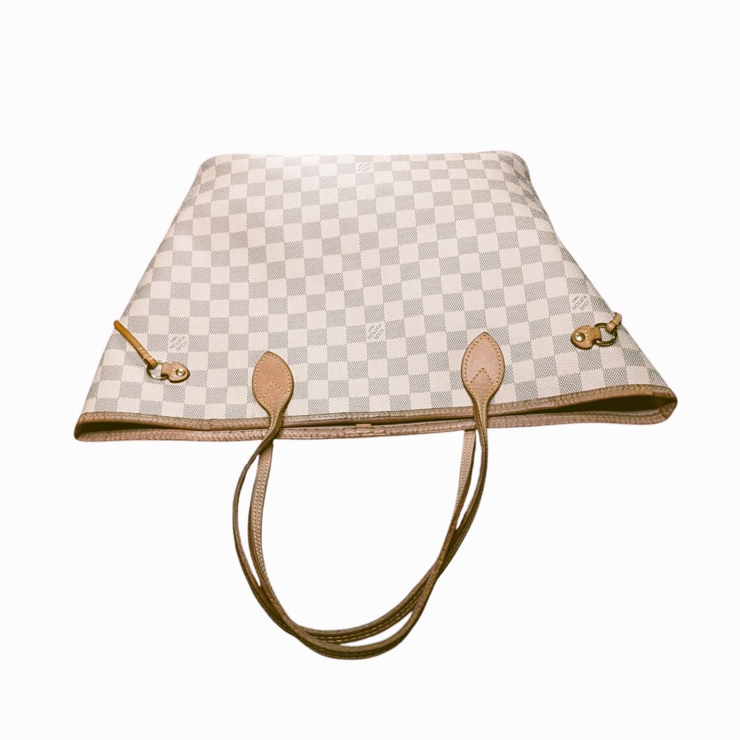 Louis Vuitton Damier Azur Neverfull MM Tote Rose Ballerine For Sale 1