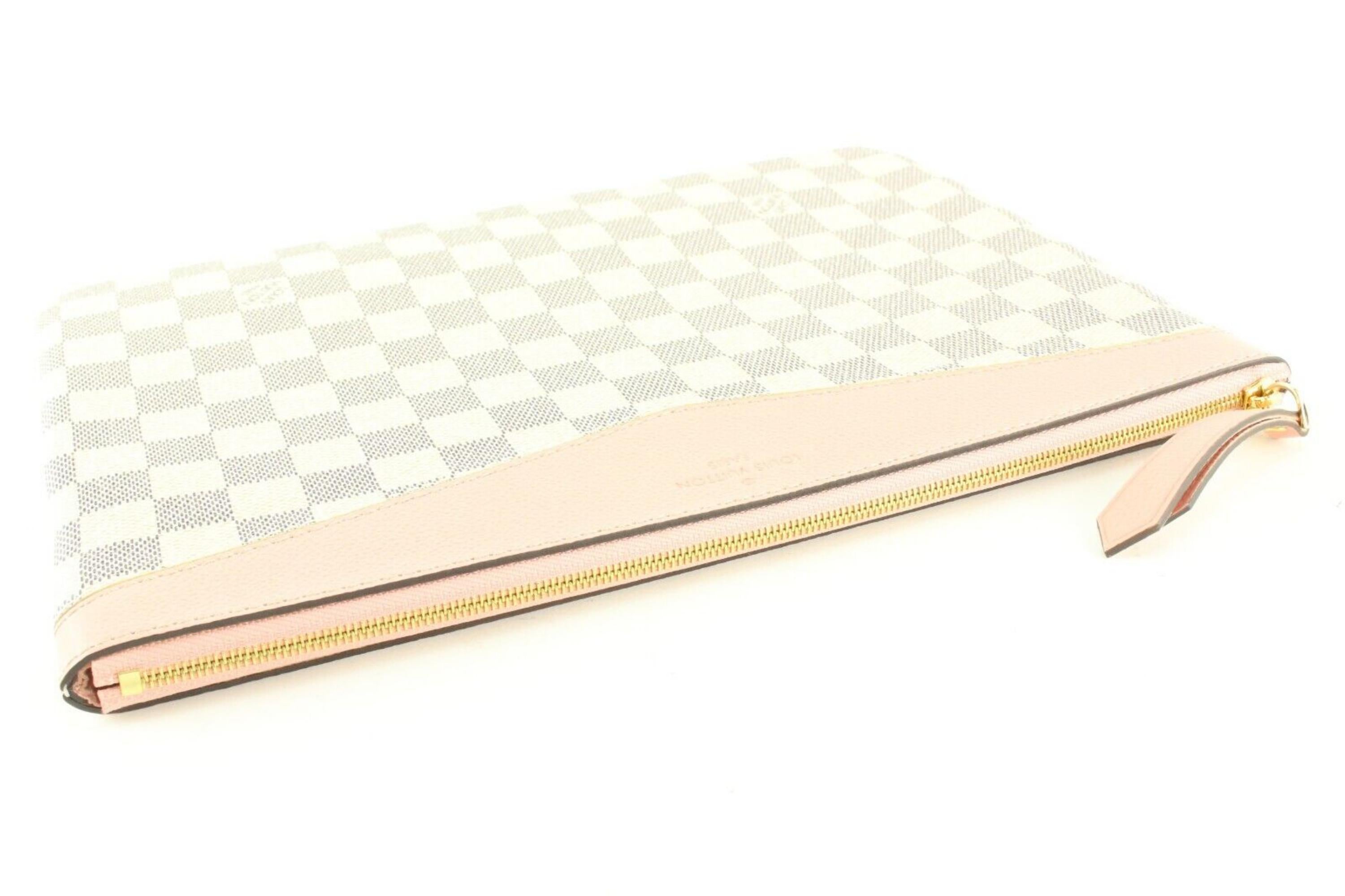 White Louis Vuitton Damier Azur Pink Daily Pouch Zip Porfolio Clutch 8LU0224