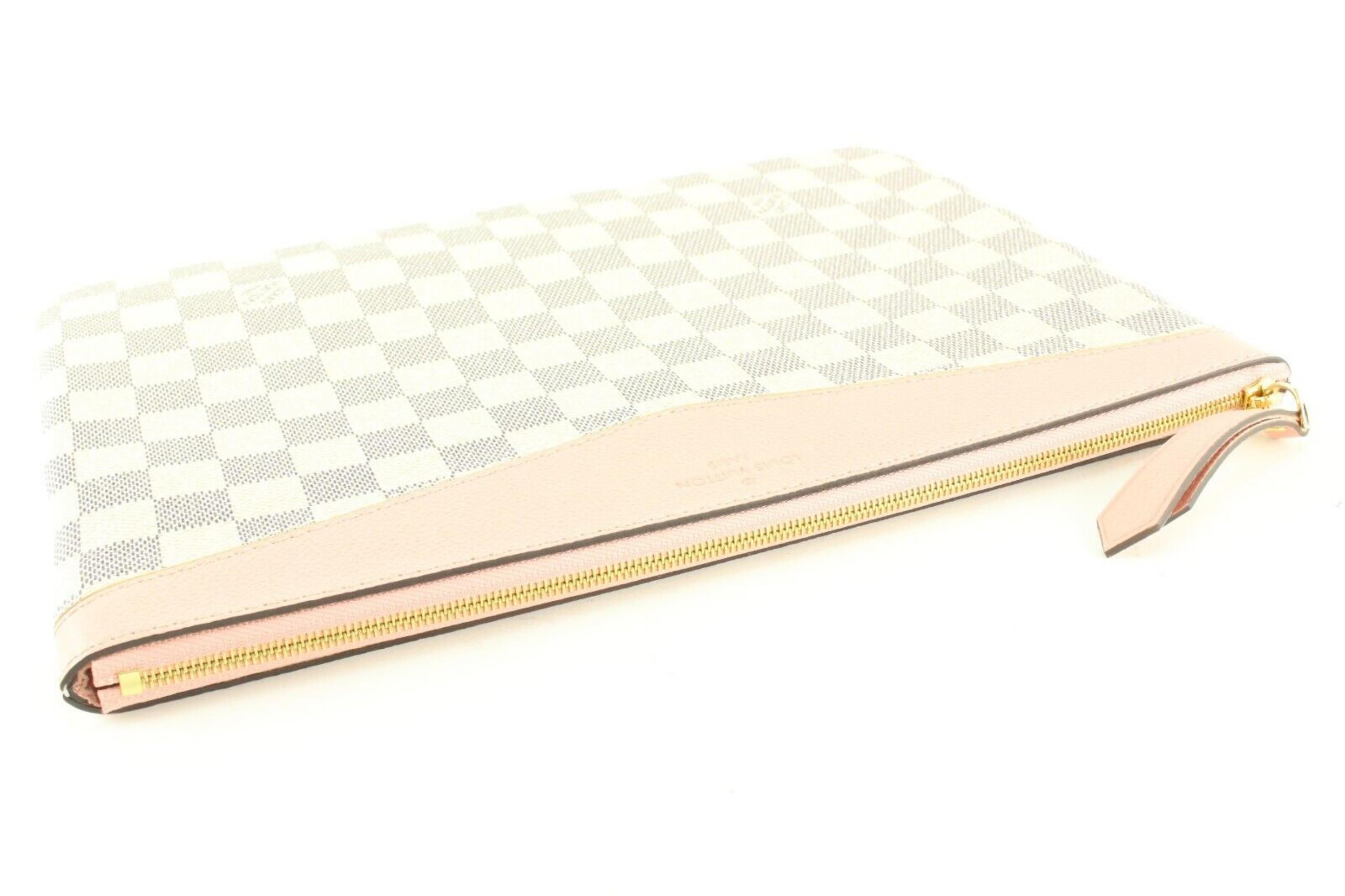 White Louis Vuitton Damier Azur Pink Daily Pouch Zip Porfolio Clutch 8LU0224 For Sale