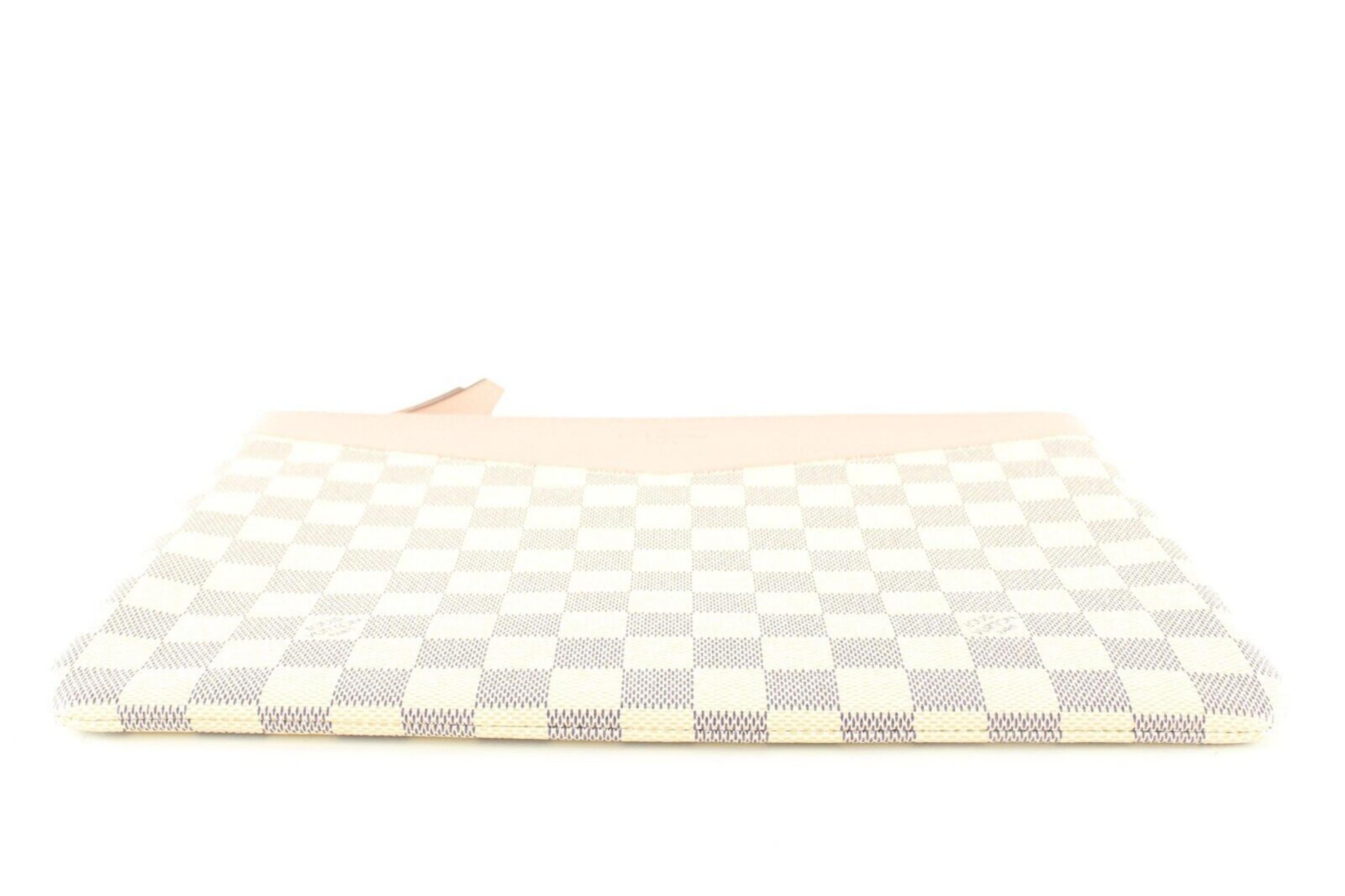 Women's Louis Vuitton Damier Azur Pink Daily Pouch Zip Porfolio Clutch 8LU0224