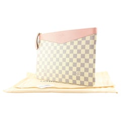 Louis Vuitton Damier Azur Pink Daily Pouch Zip Porfolio Clutch 8LU0224