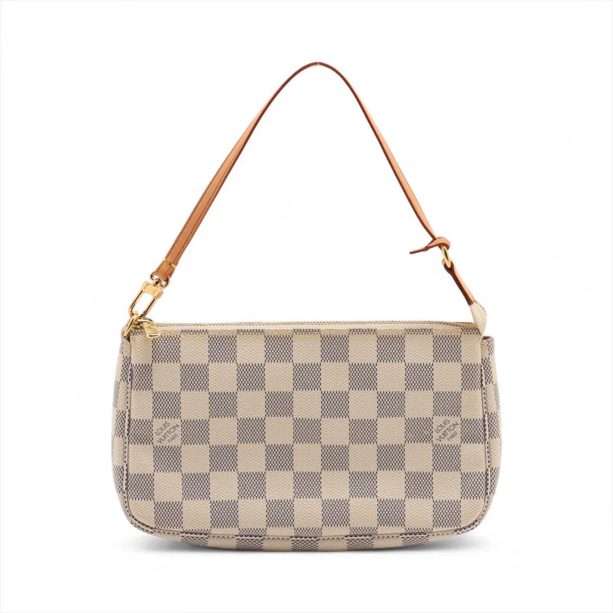 Beige Accessori Louis Vuitton Damier Azur Pochette in vendita