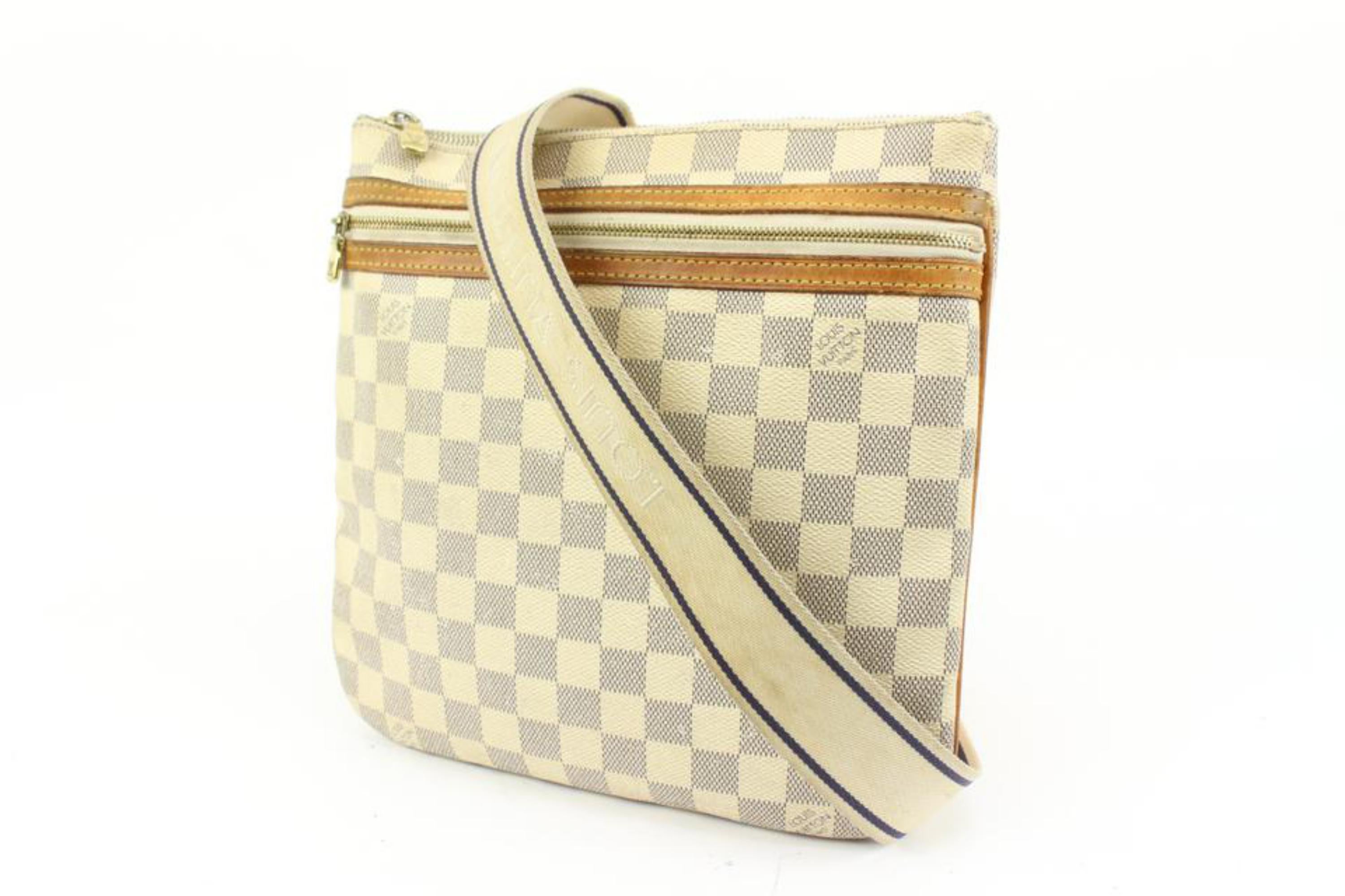 Louis Vuitton Damier Azur Pochette Bosphore Crossbody Bag 84lk422s
Date Code/Serial Number: MI2047
Made In: France
Measurements: Length:  10.2